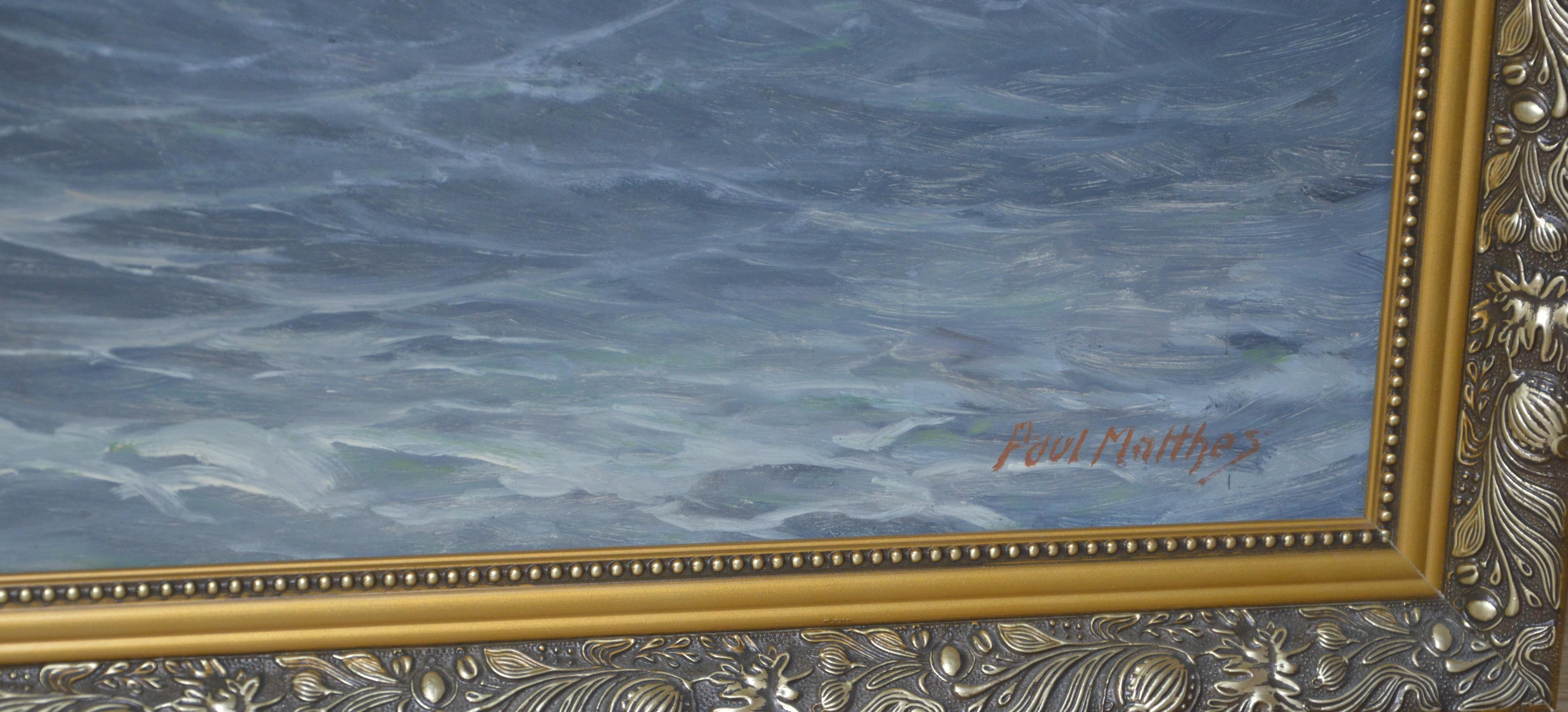 Paul MATTHES 1872 1872Königsberg - 1956 Potsdam seascape three-master For Sale 1