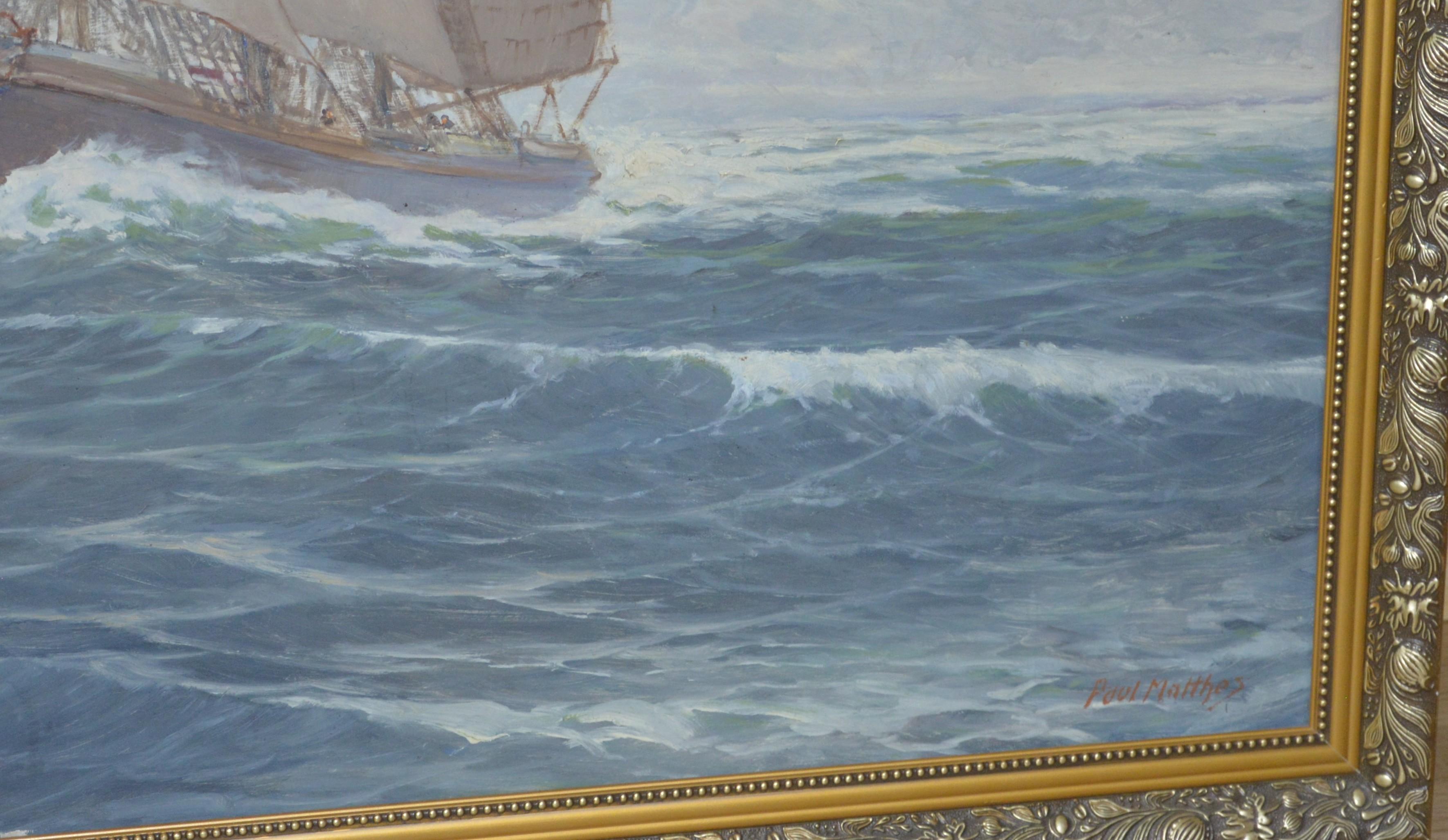 Paul MATTHES 1872 1872Königsberg - 1956 Potsdam seascape three-master For Sale 5