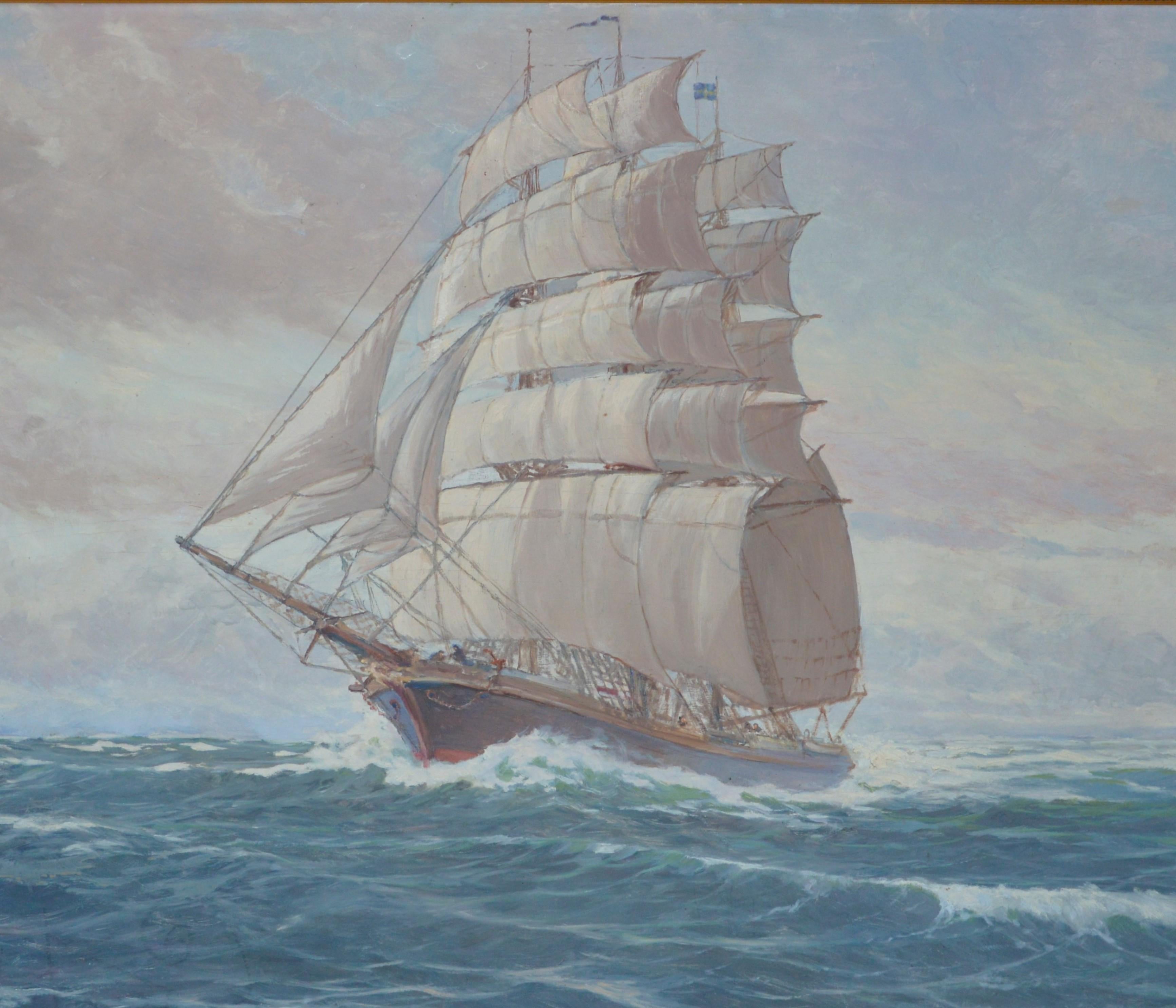 Paul MATTHES 1872 1872Königsberg - 1956 Potsdam seascape three-master For Sale 7