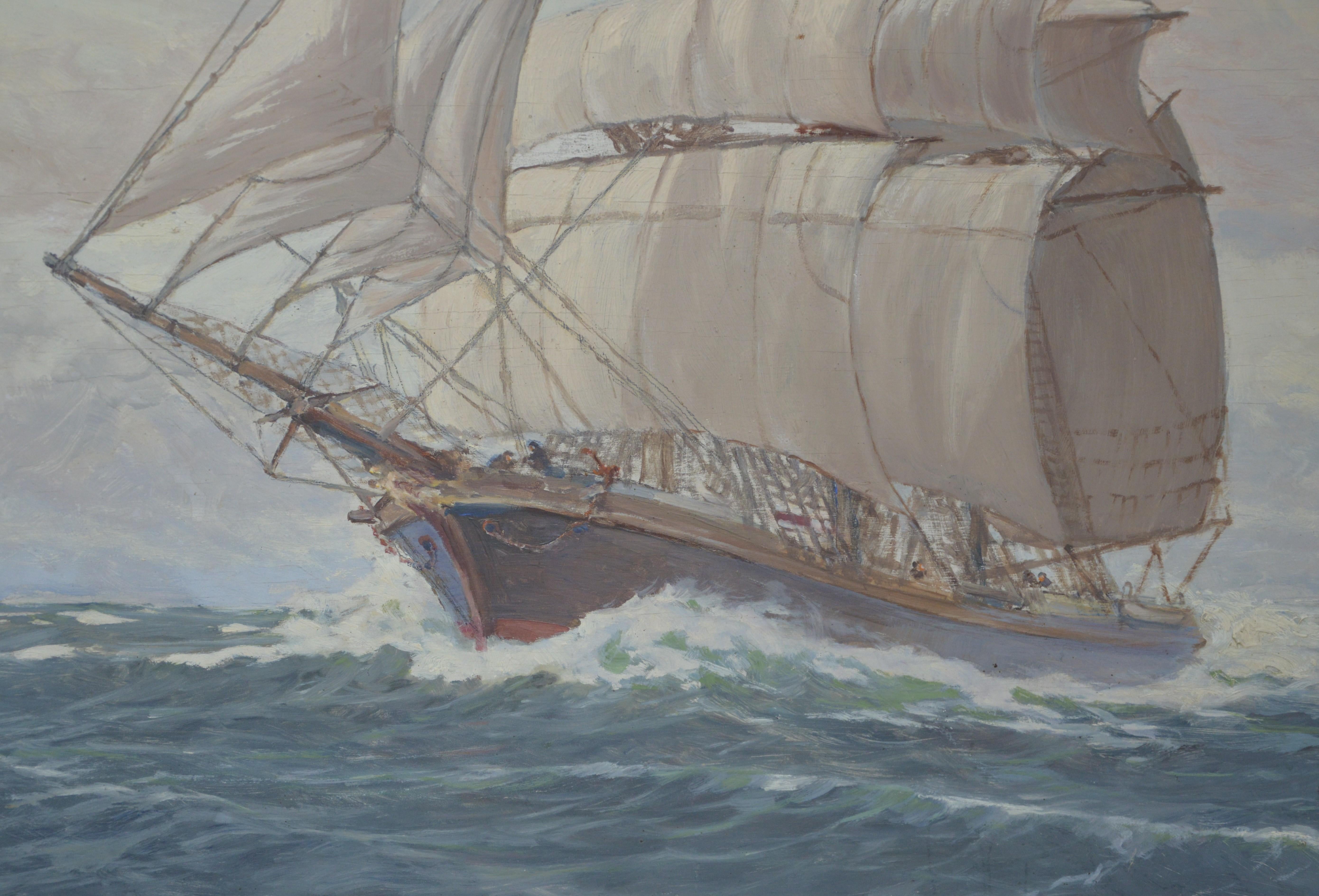 Paul MATTHES 1872 1872Königsberg - 1956 Potsdam seascape three-master For Sale 8