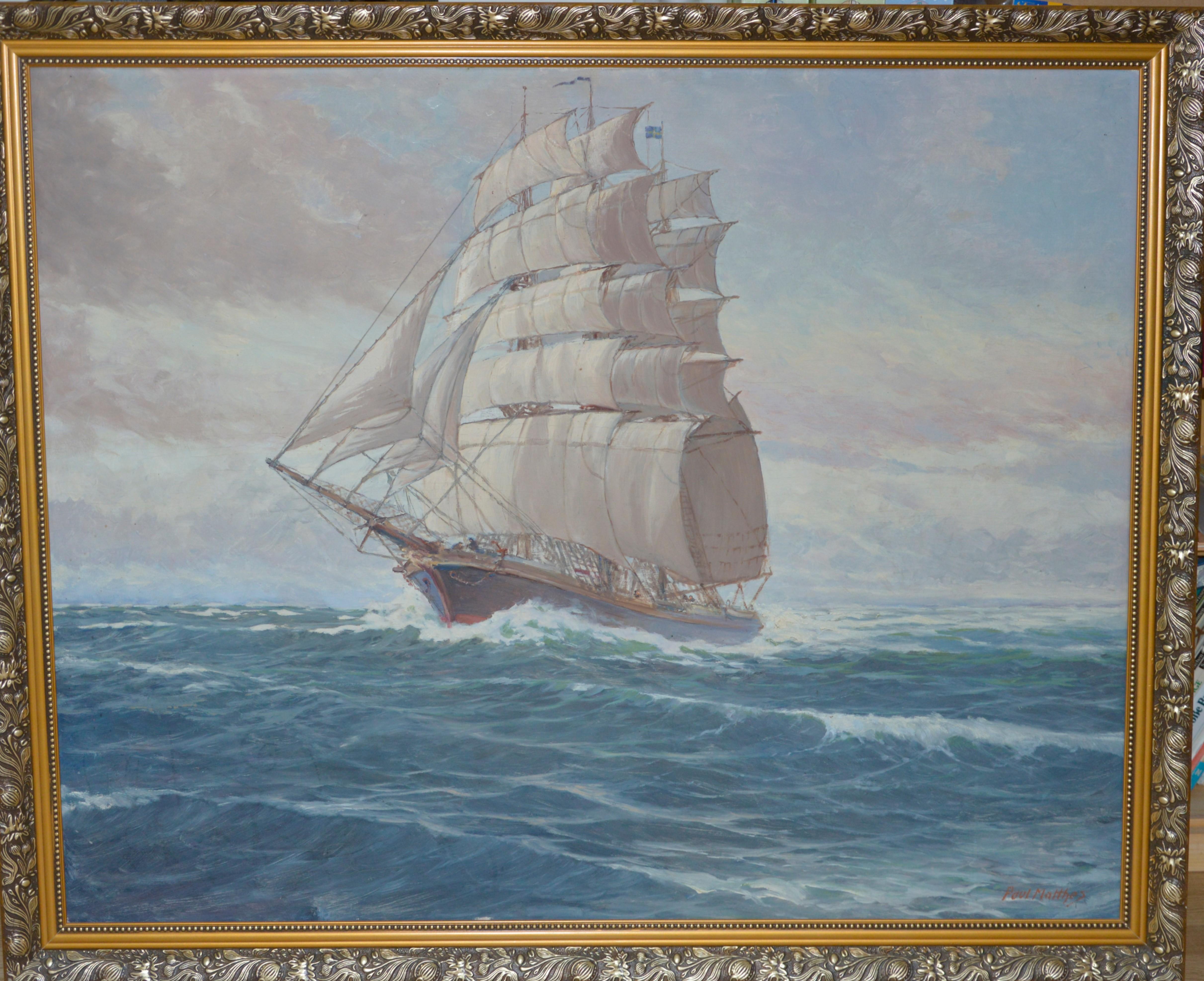 Paul MATTHES 1872 1872Königsberg - 1956 Potsdam Seestück Dreimaster