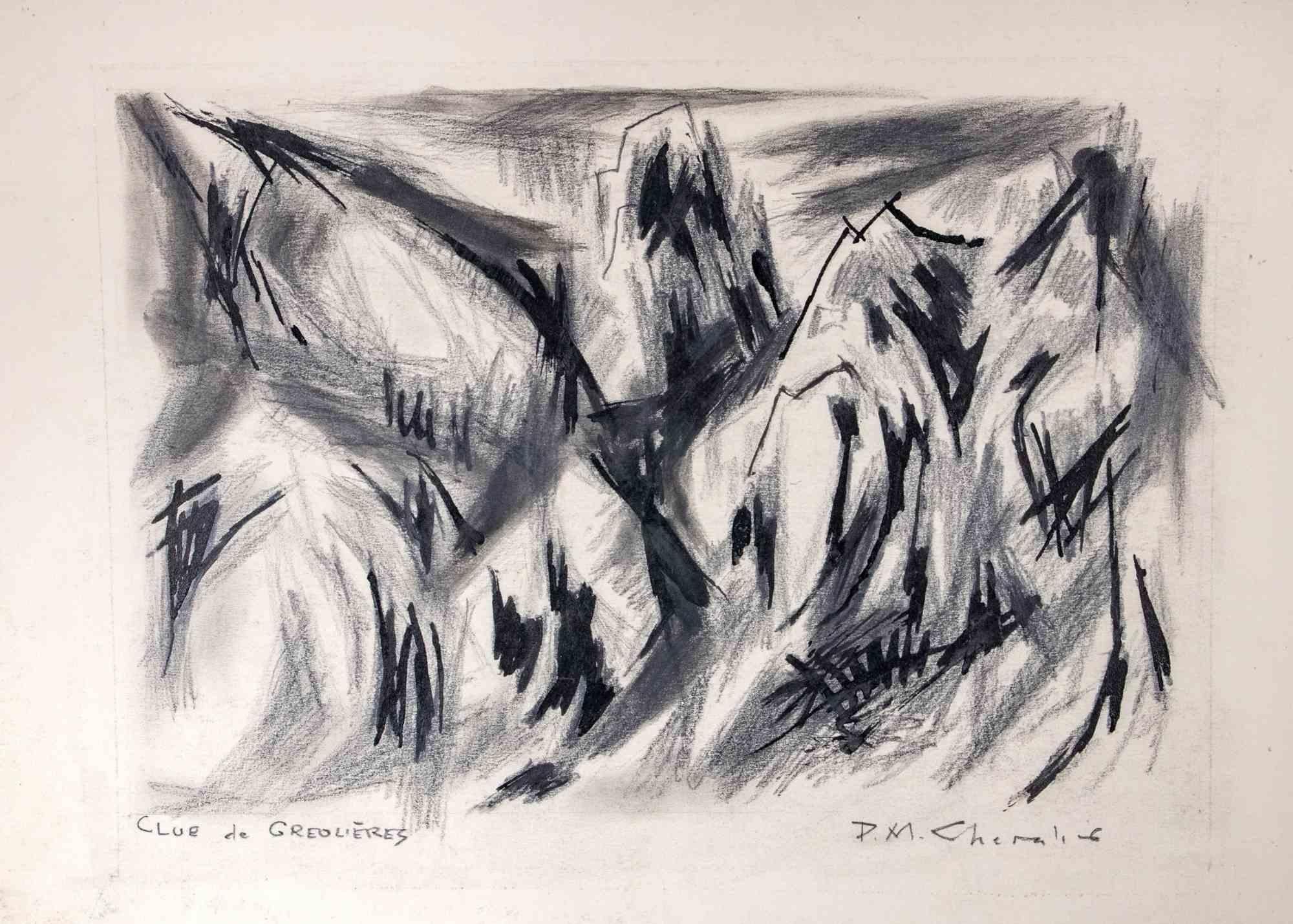 Mountains - Drawing by Paul-Maurice Chevalier - Early 20th Century
