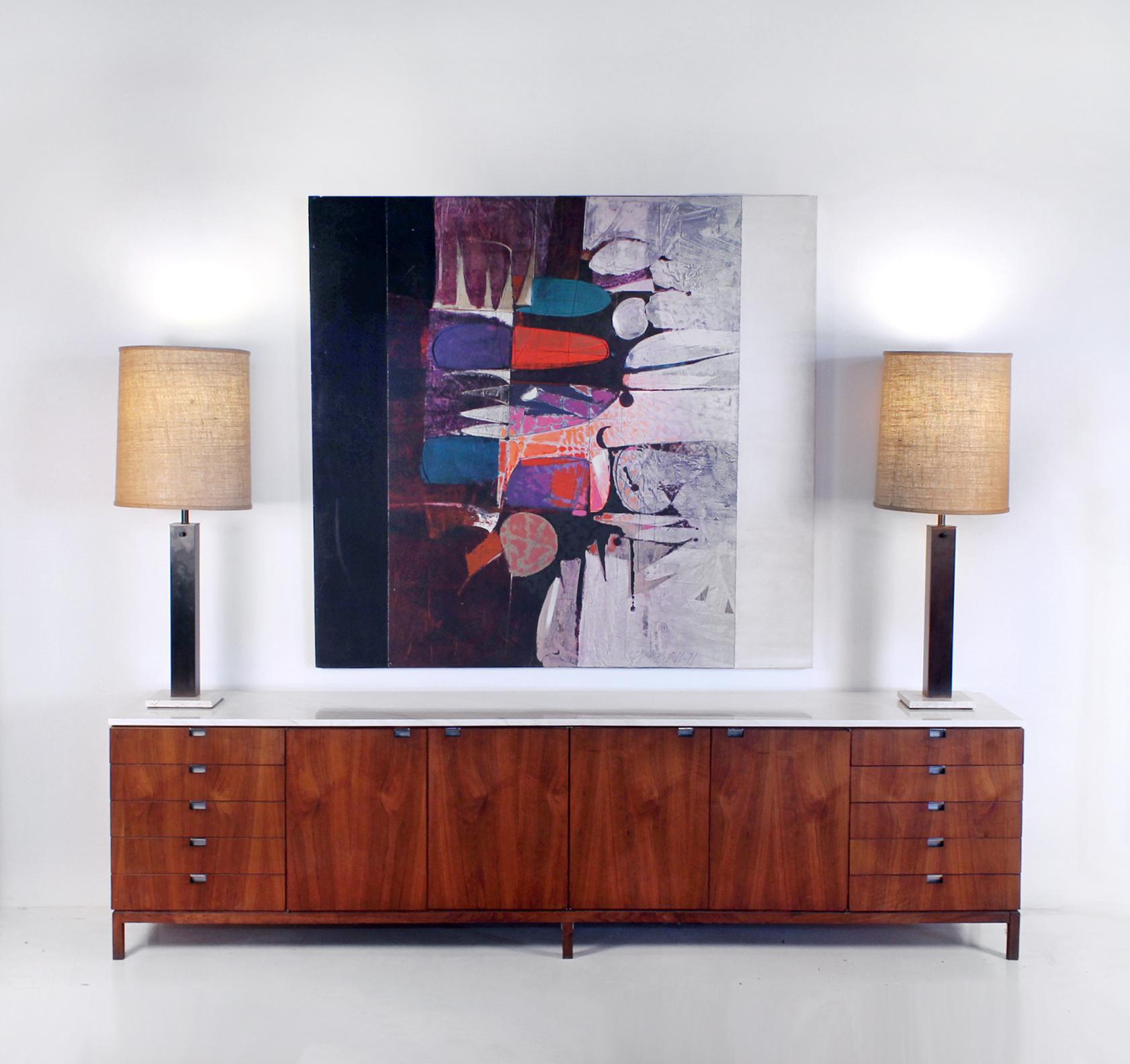 Mid-Century Modern Paul Maxwell Abstract Modernist Oil Painting on Canvas 1971