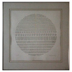 Paul Maxwell Modern Circle with Red and Yellow Lines Paper Relief 72/75 Signed