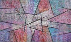 "Declaration" Large Purple and Blue Modern Abstract Expressionist Painting