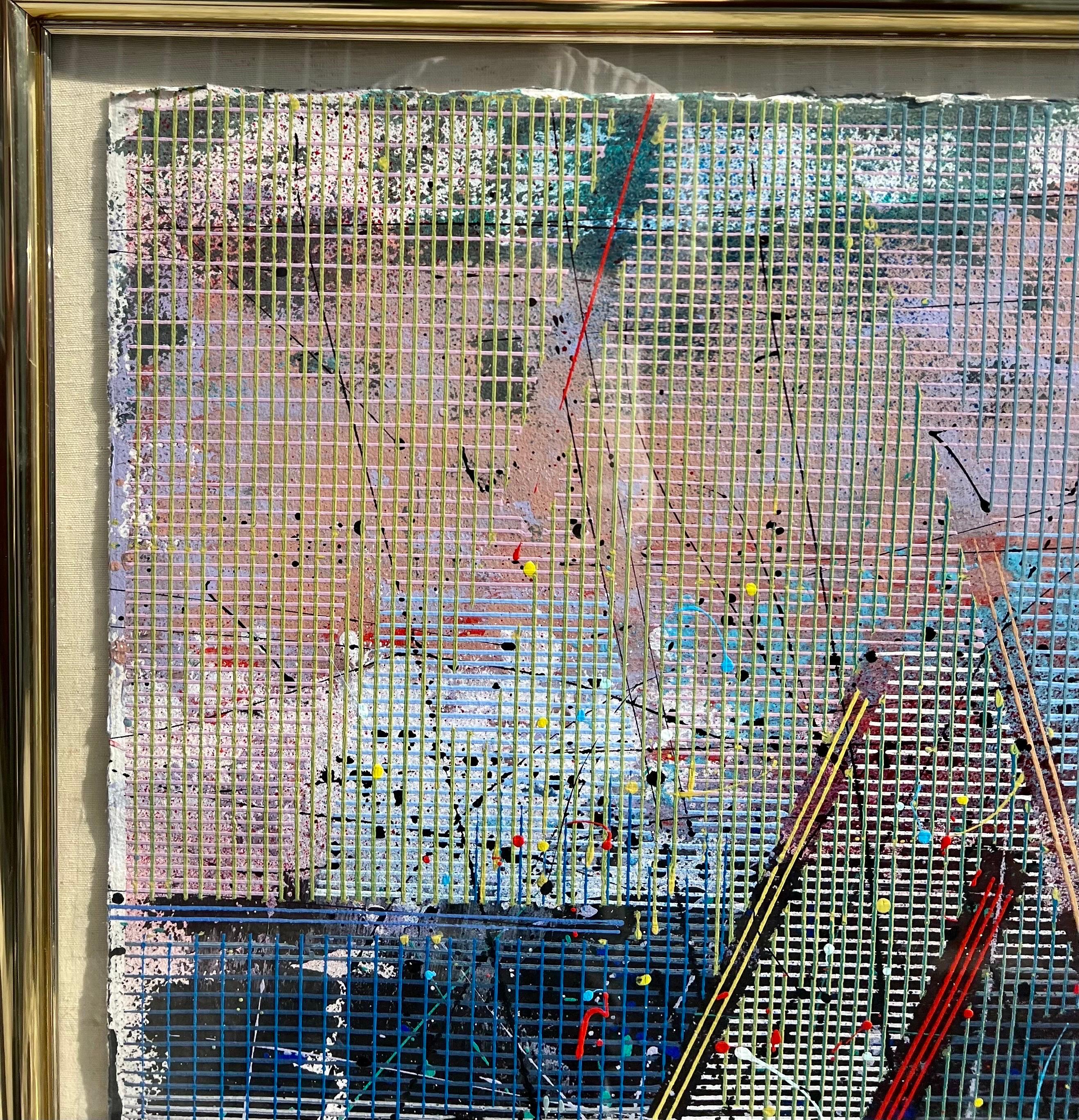 Grand tableau moderne abstrait aux pochoirs en fonte Paul Maxwell Mod Constructivist Neon en vente 9