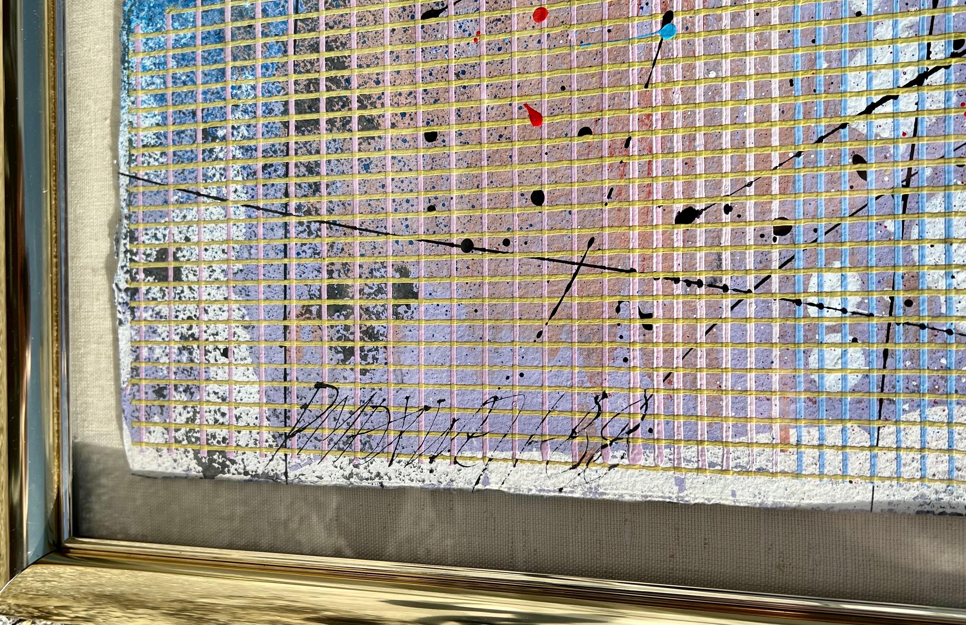 Grand tableau moderne abstrait aux pochoirs en fonte Paul Maxwell Mod Constructivist Neon en vente 2