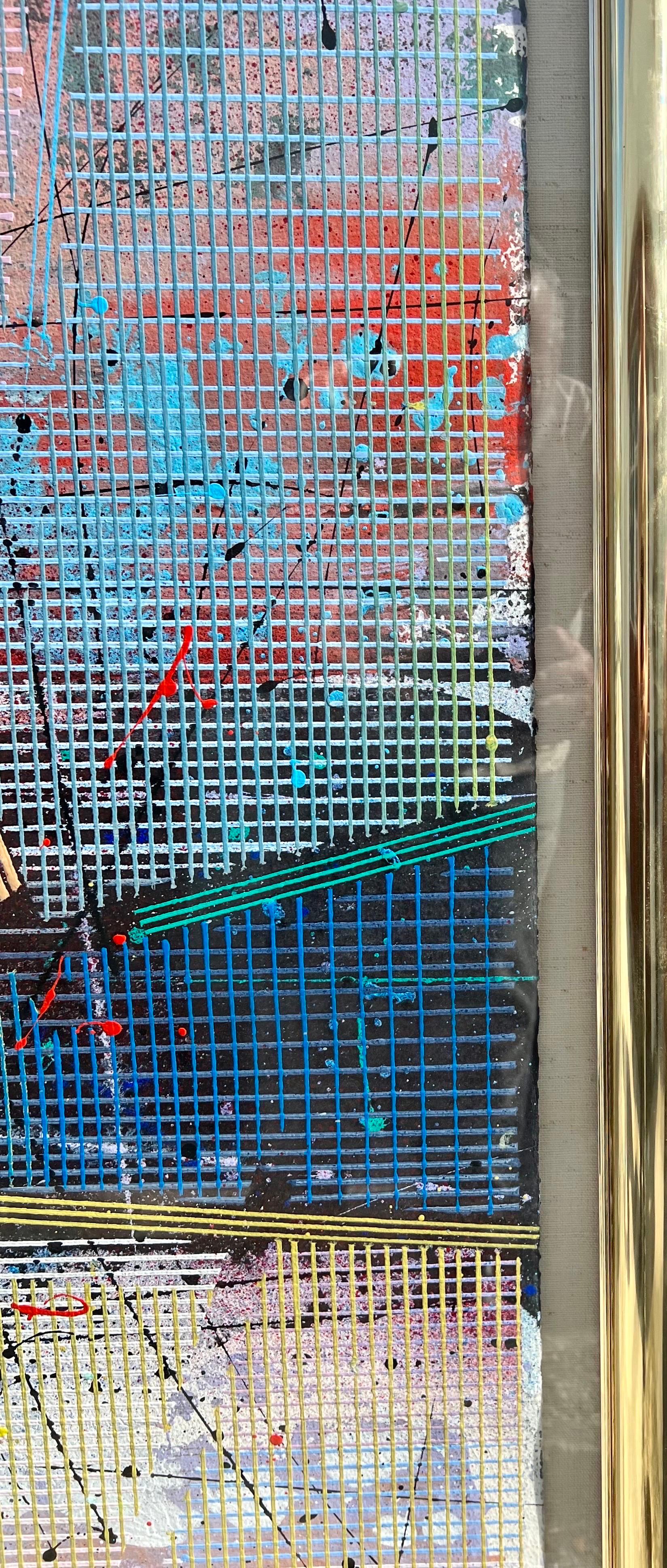 Grand tableau moderne abstrait aux pochoirs en fonte Paul Maxwell Mod Constructivist Neon en vente 5