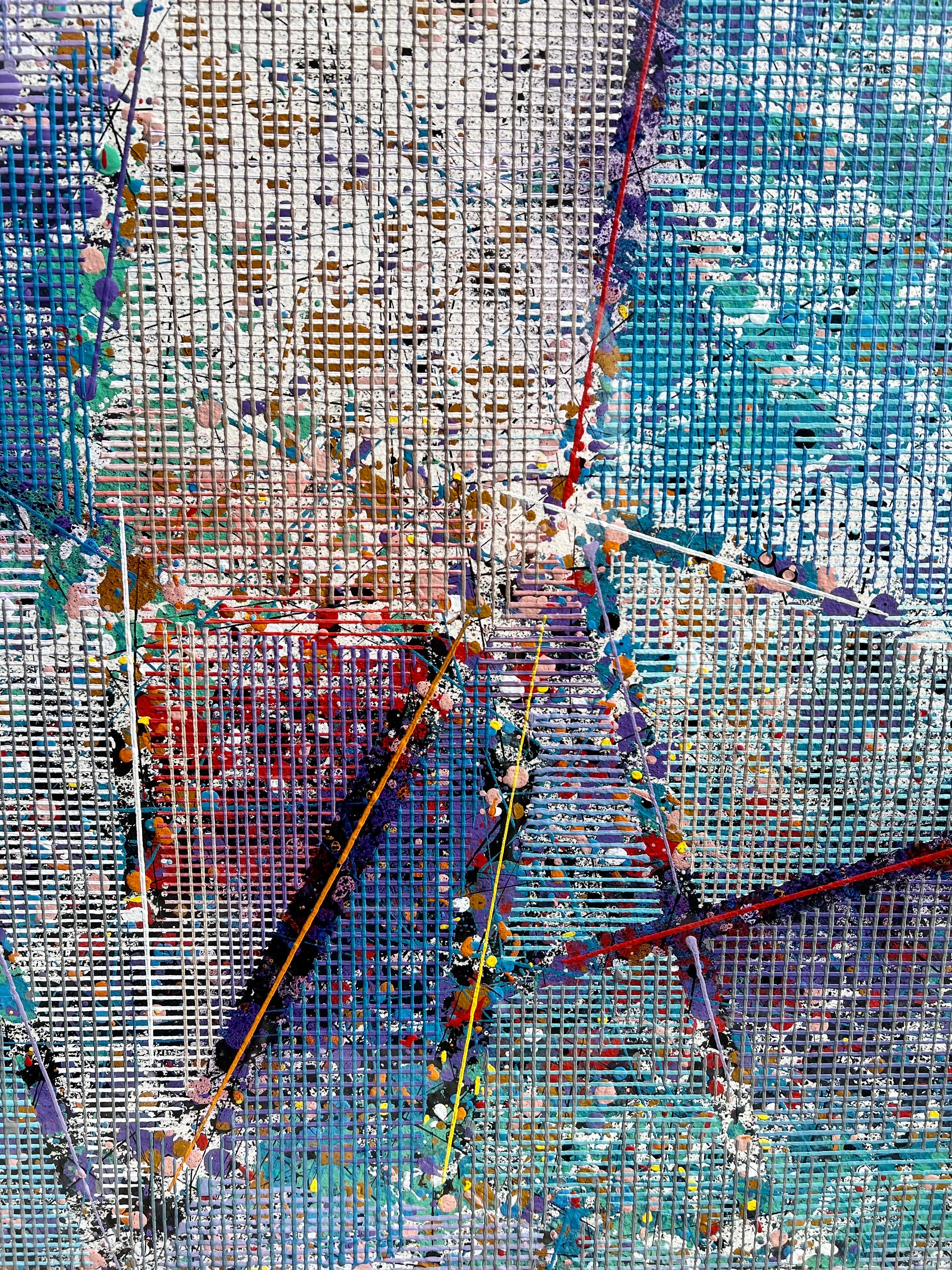 Große moderne abstrakte gegossen Schablone Malerei Paul Maxwell Mod konstruktivistischen Neon im Angebot 8