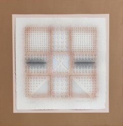 Stampa geometrica astratta su carta colata in morbidi toni della terra Arte firmata e testurizzata