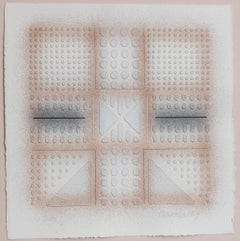 Geometric Abstract Cast Paper Print in Soft Earth Tones Textured Signed Art