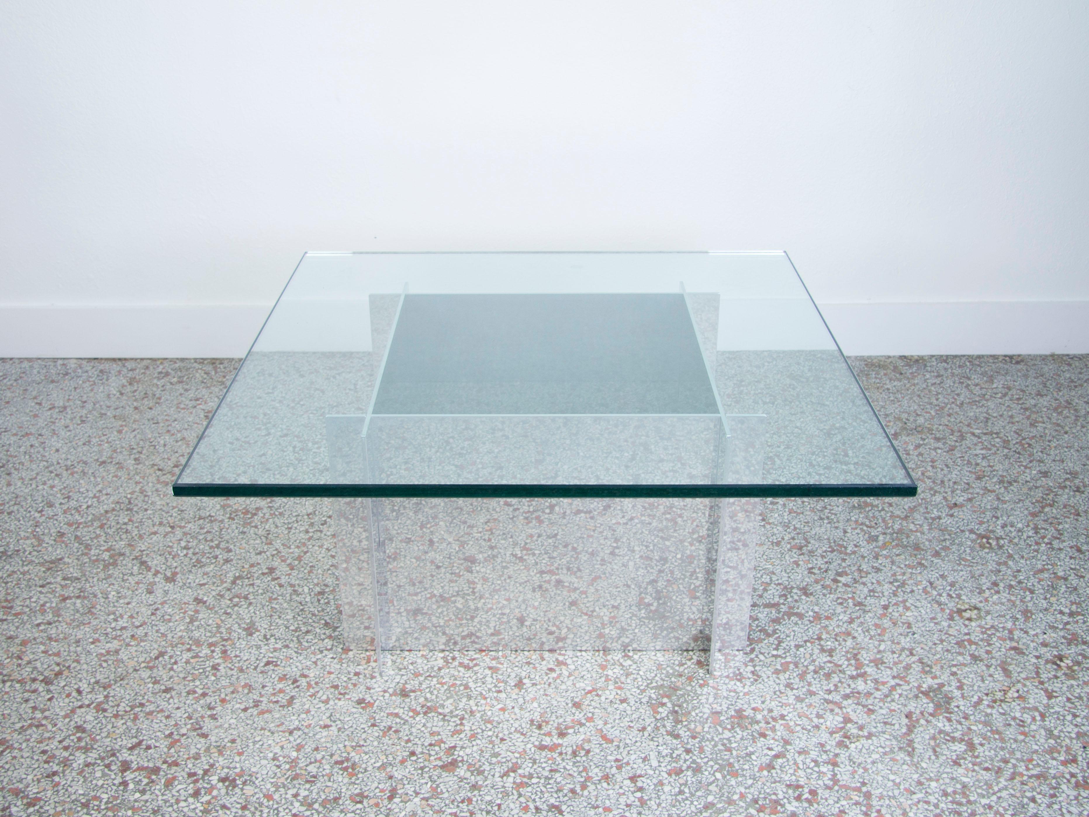 Mid-Century Modern Paul Mayen Aluminum and Glass Coffee Table for Habitat For Sale