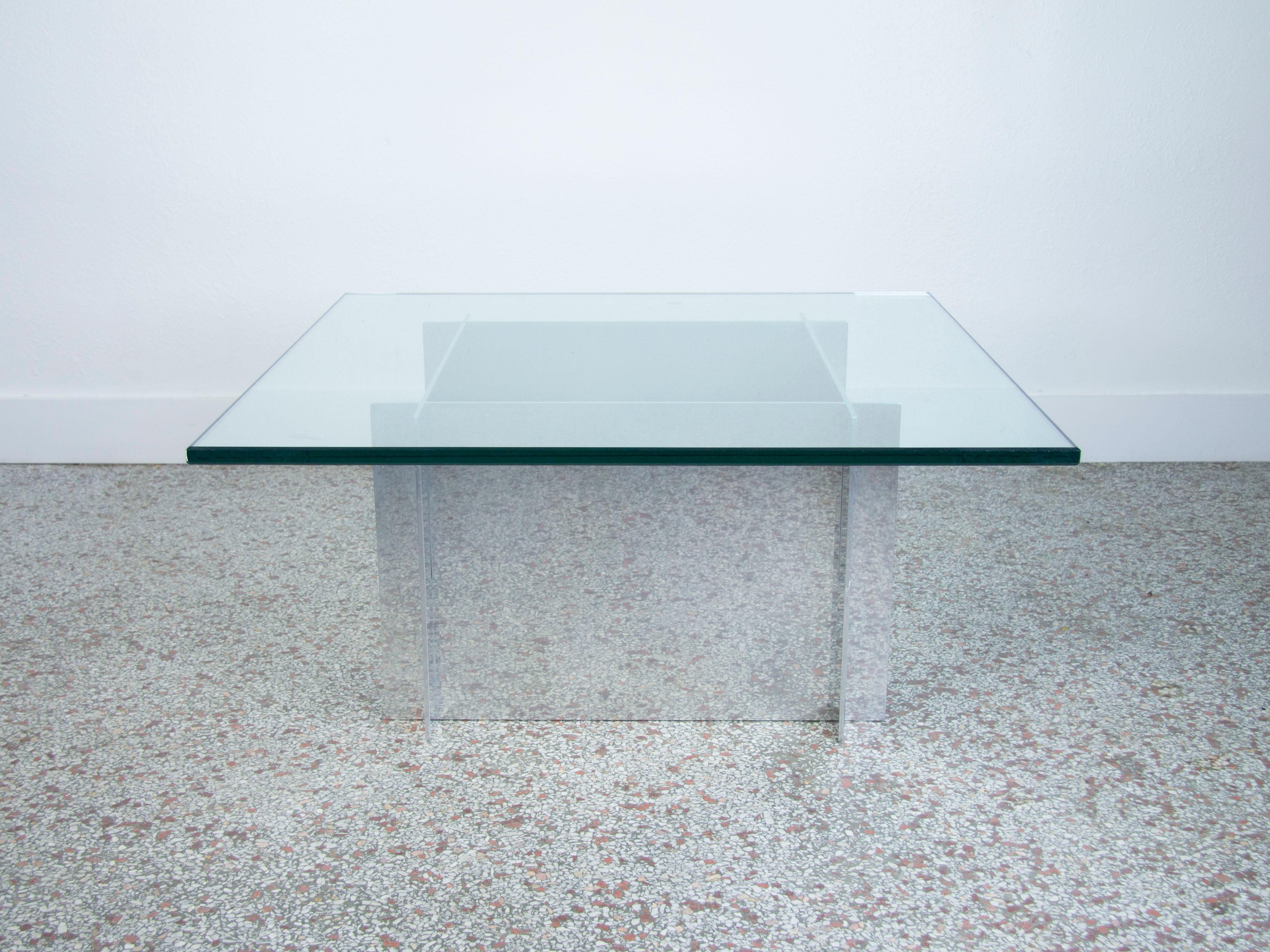 Paul Mayen Aluminum and Glass Coffee Table for Habitat In Good Condition For Sale In Fort Lauderdale, FL