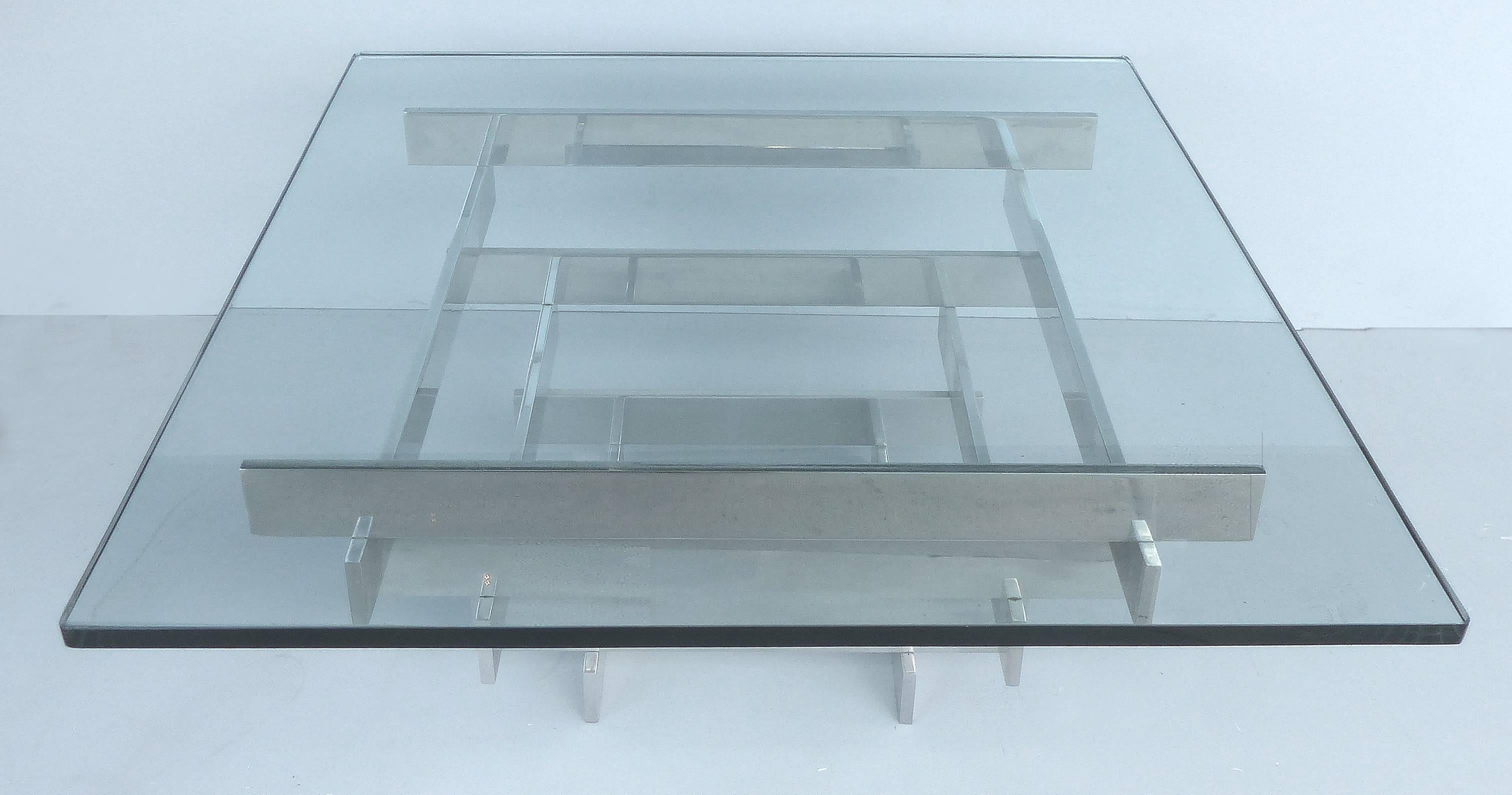 American Paul Mayen Aluminium and Glass Coffee Table for Habitat For Sale