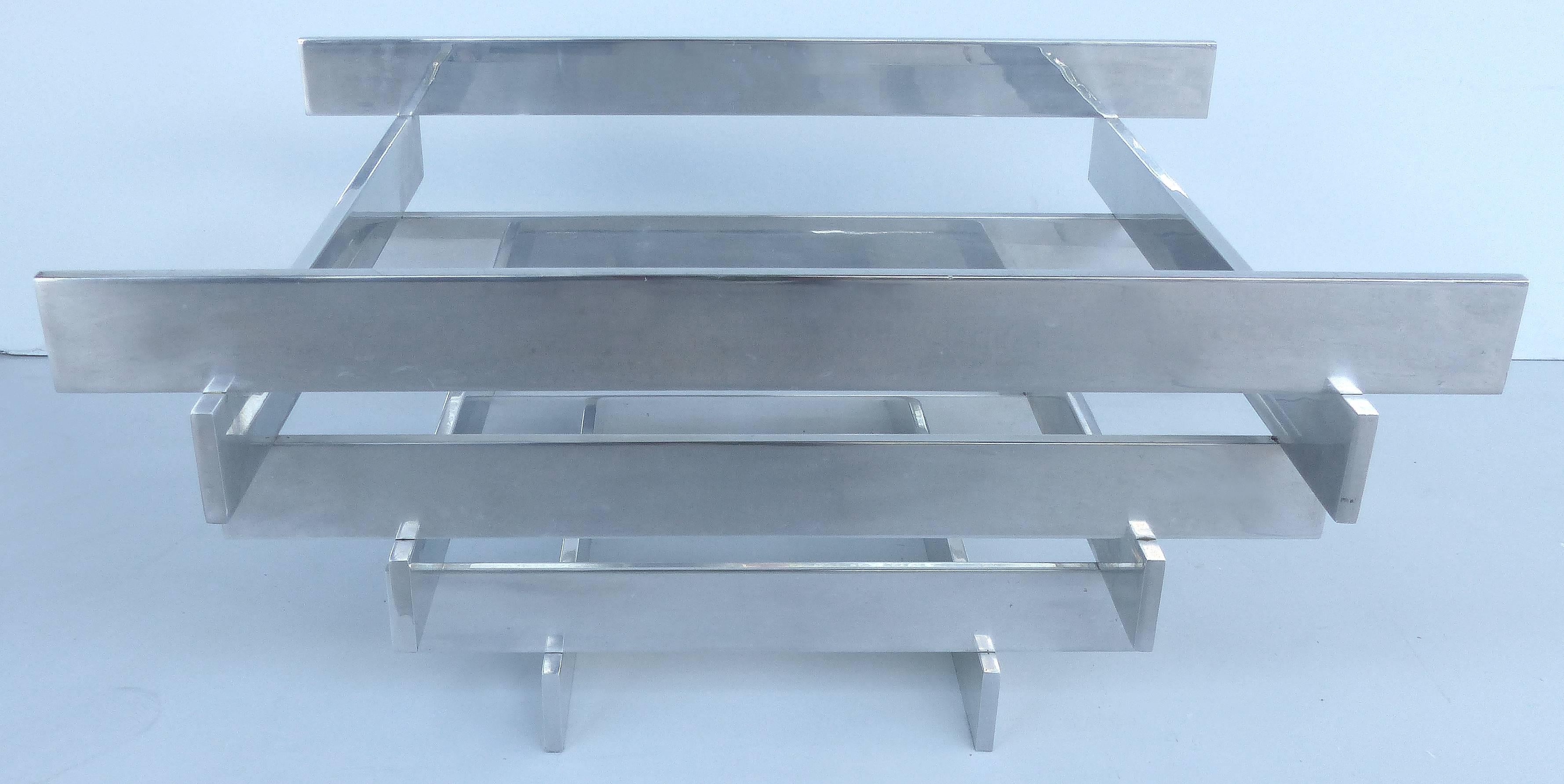 Aluminium Table basse en aluminium et verre Paul Mayen pour Habitat en vente