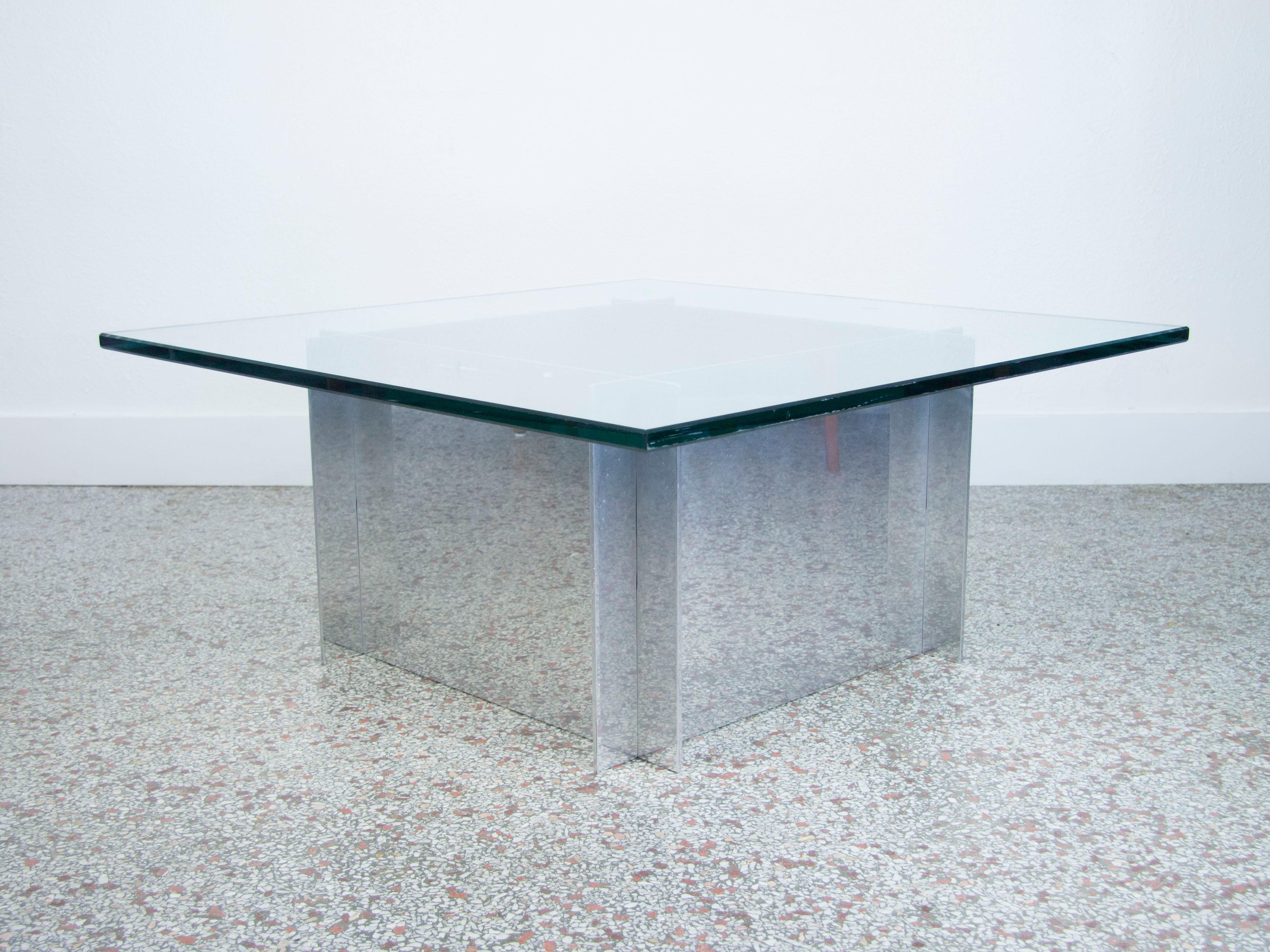 Paul Mayen Aluminum and Glass Coffee Table for Habitat For Sale 3