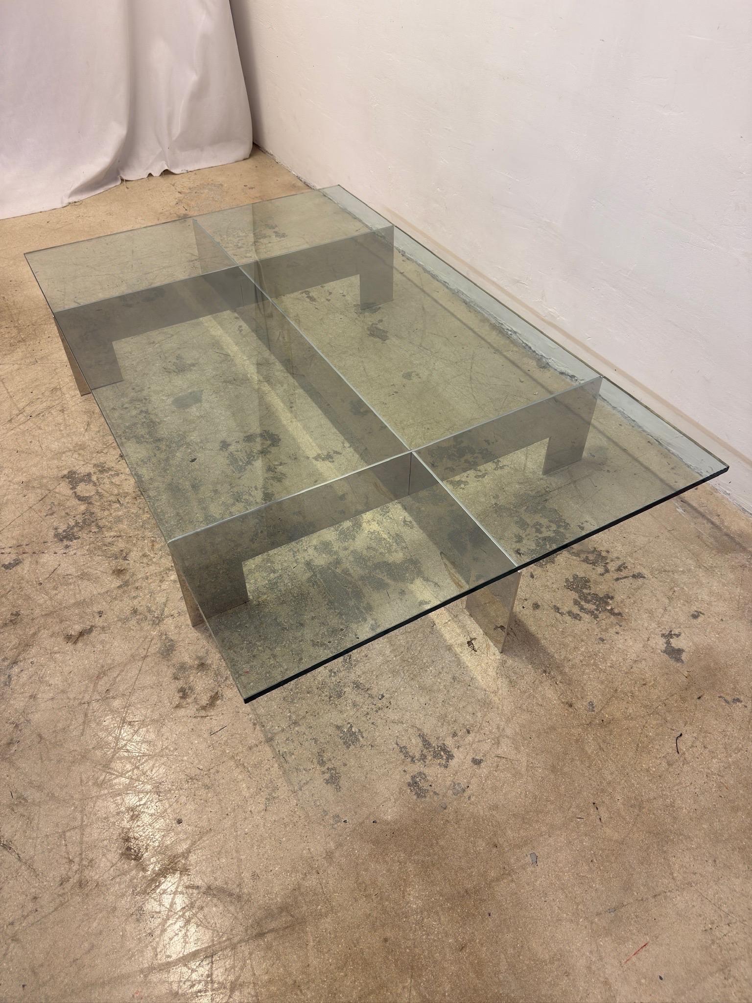 20ième siècle Table basse ou Cocktail Tables en aluminium et verre pour Habitat, Paul Mayen, 1970 en vente