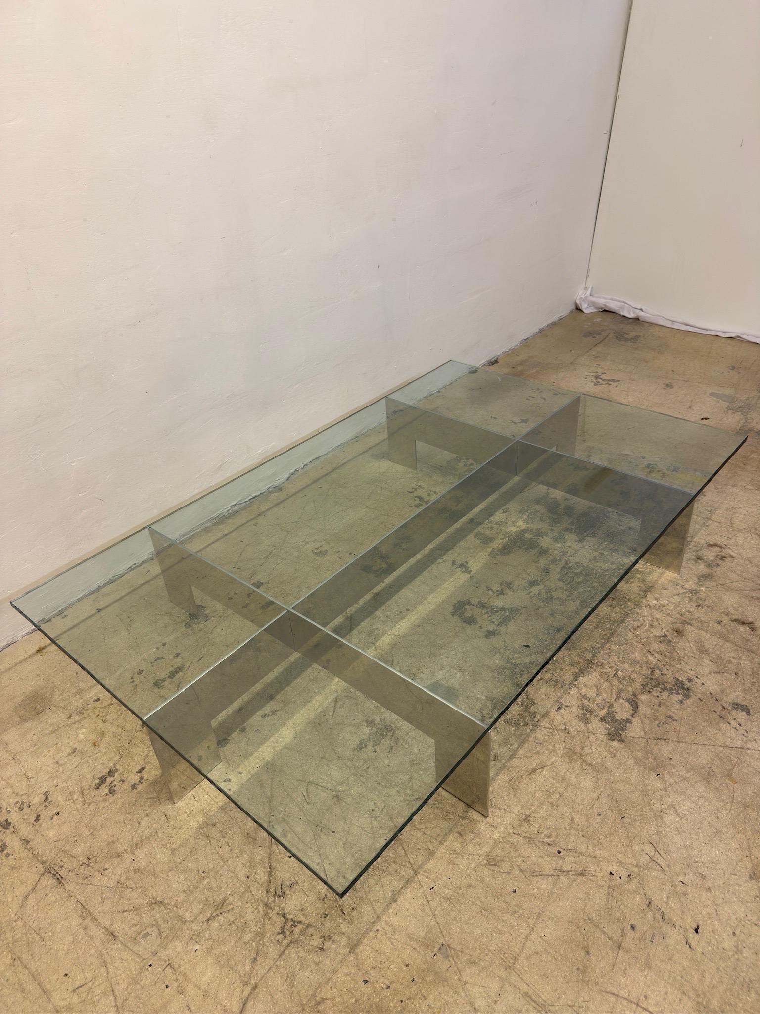 Table basse ou Cocktail Tables en aluminium et verre pour Habitat, Paul Mayen, 1970 en vente 2