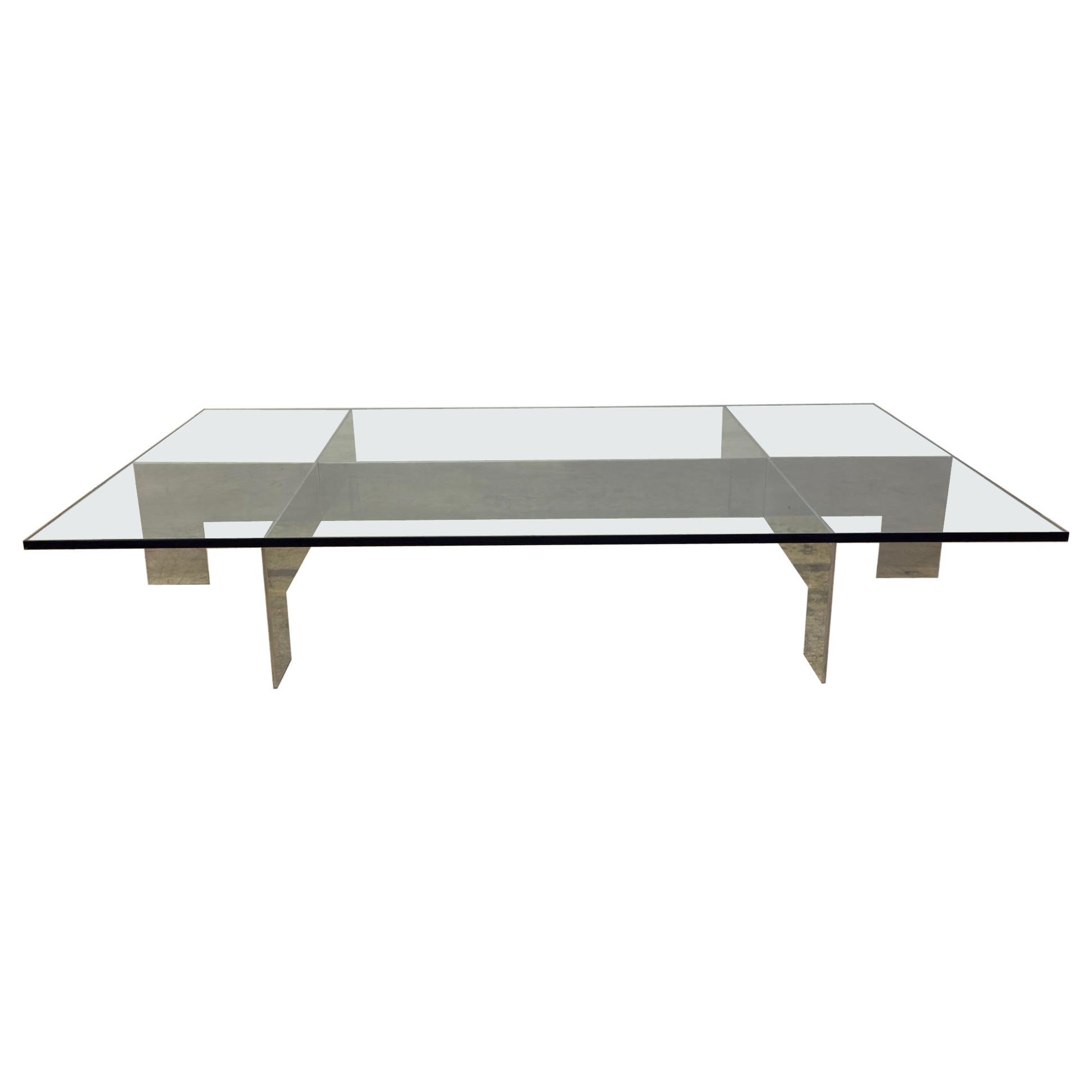 Table basse ou Cocktail Tables en aluminium et verre pour Habitat, Paul Mayen, 1970 en vente