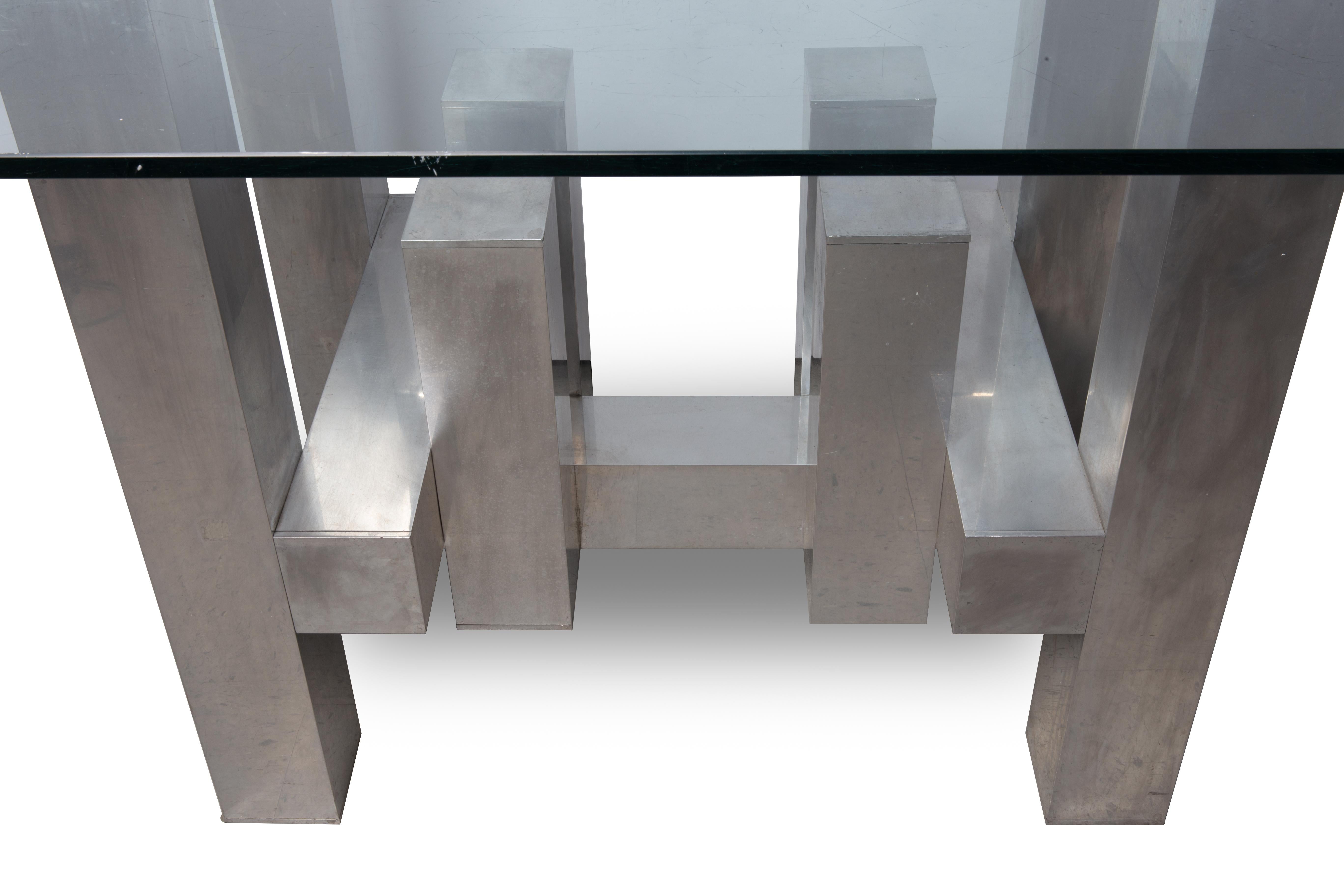 20th Century Paul Mayen Cityscape for Habitat Aluminum Geometric Based Dining Table