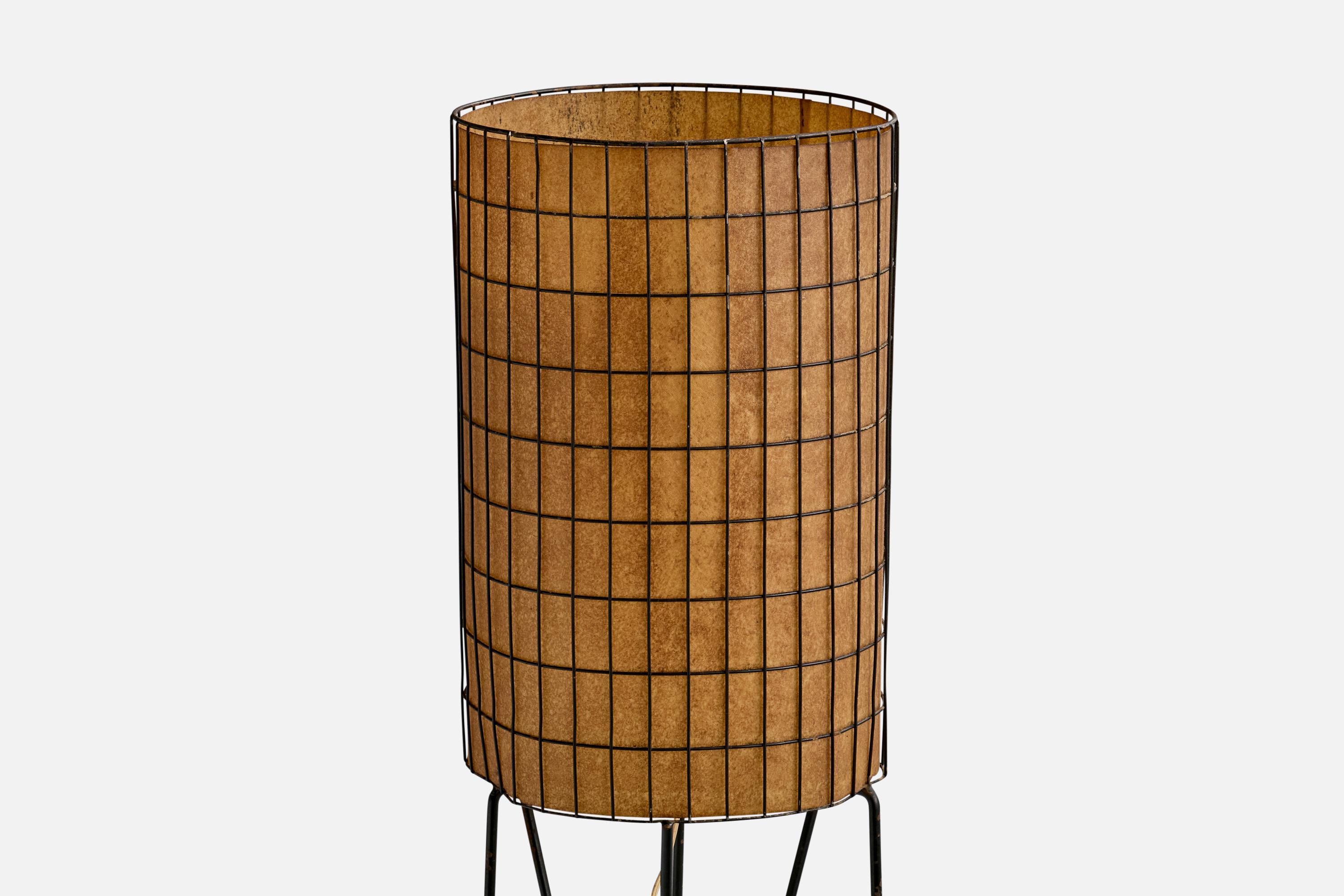 Paul Mayén, Floor Lamp, Iron, Fiberglass, USA, 1950s Moderno de mediados de siglo en venta