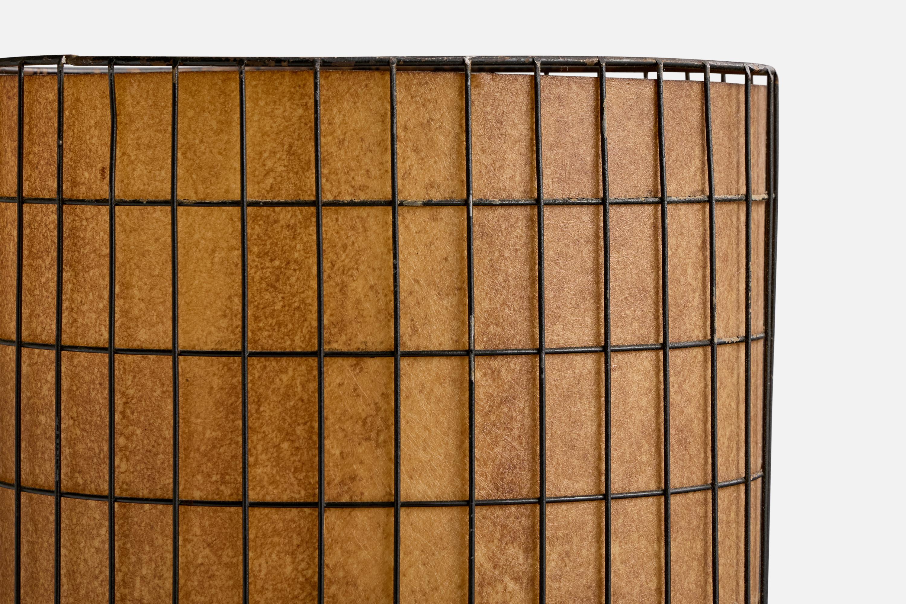 Paul Mayén, Floor Lamp, Iron, Fiberglass, USA, 1950s Estadounidense en venta