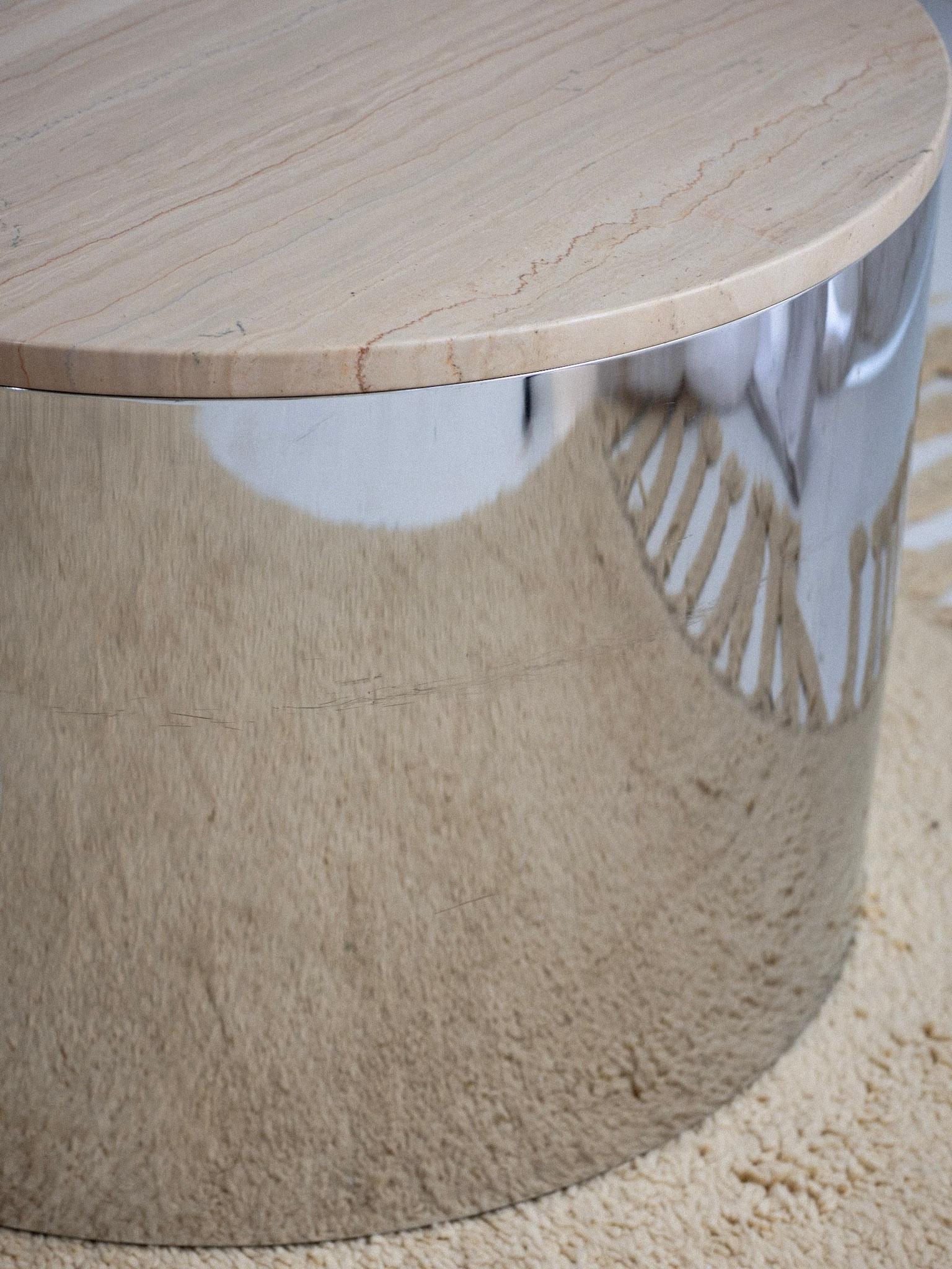 Paul Mayen for Habitat Chrome and Marble Drum Table 1