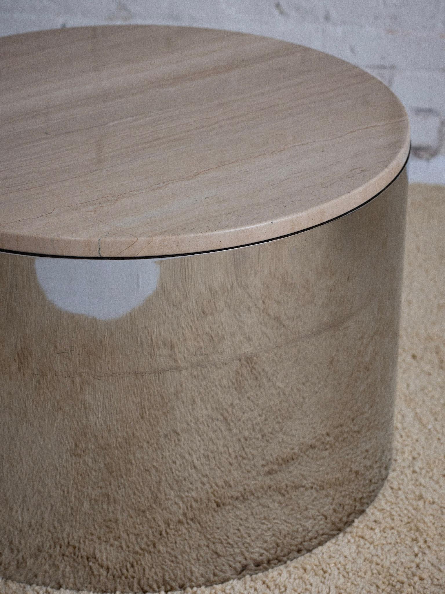 Paul Mayen for Habitat Chrome and Marble Drum Table 3