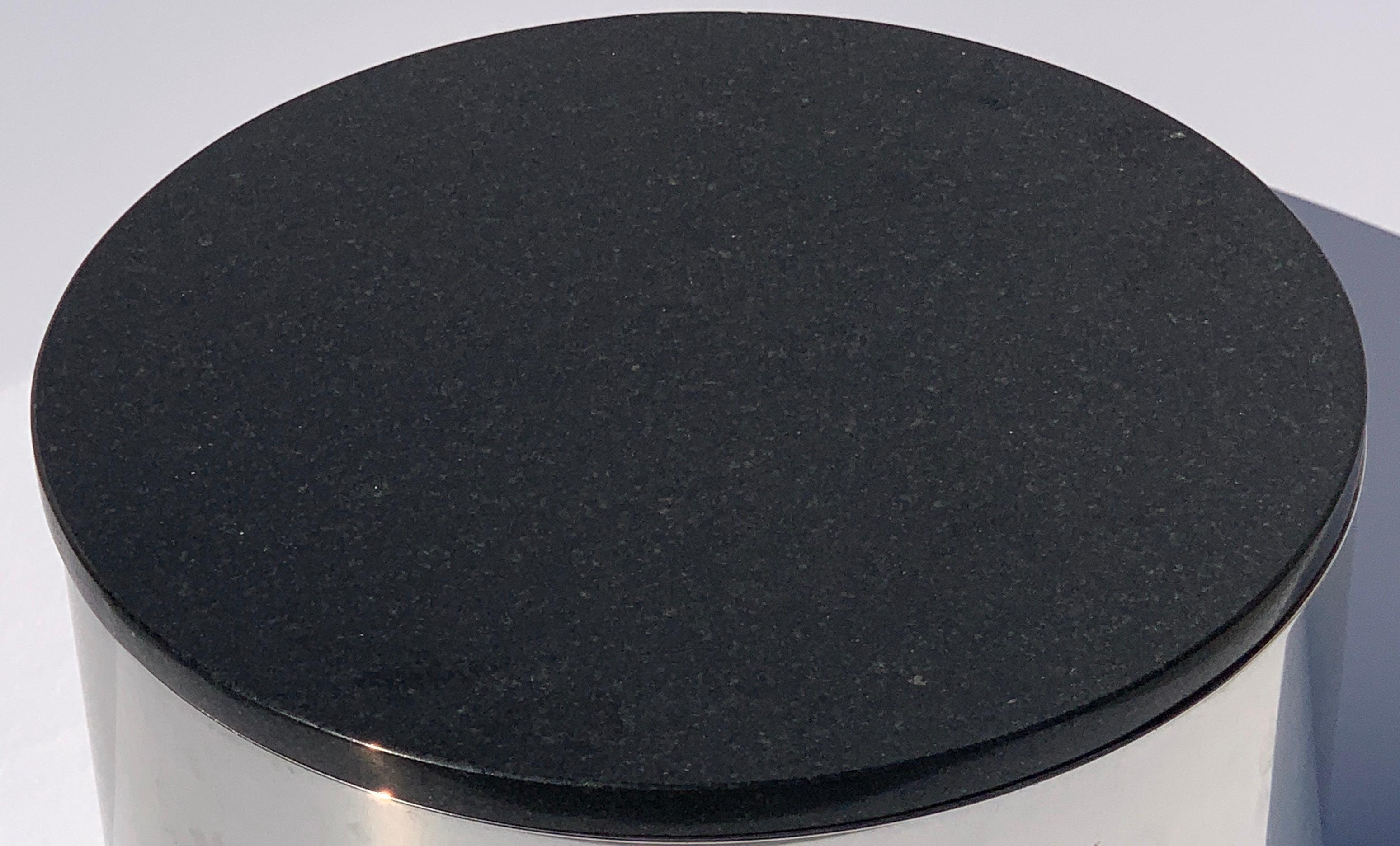 Mid-Century Modern Paul Mayen for Habitat International Chrome Drum Table with Black Granite Top