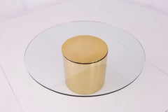 Paul Mayen for Habitat Mid Century Brass and Glass Drum Barrel Coffee Table