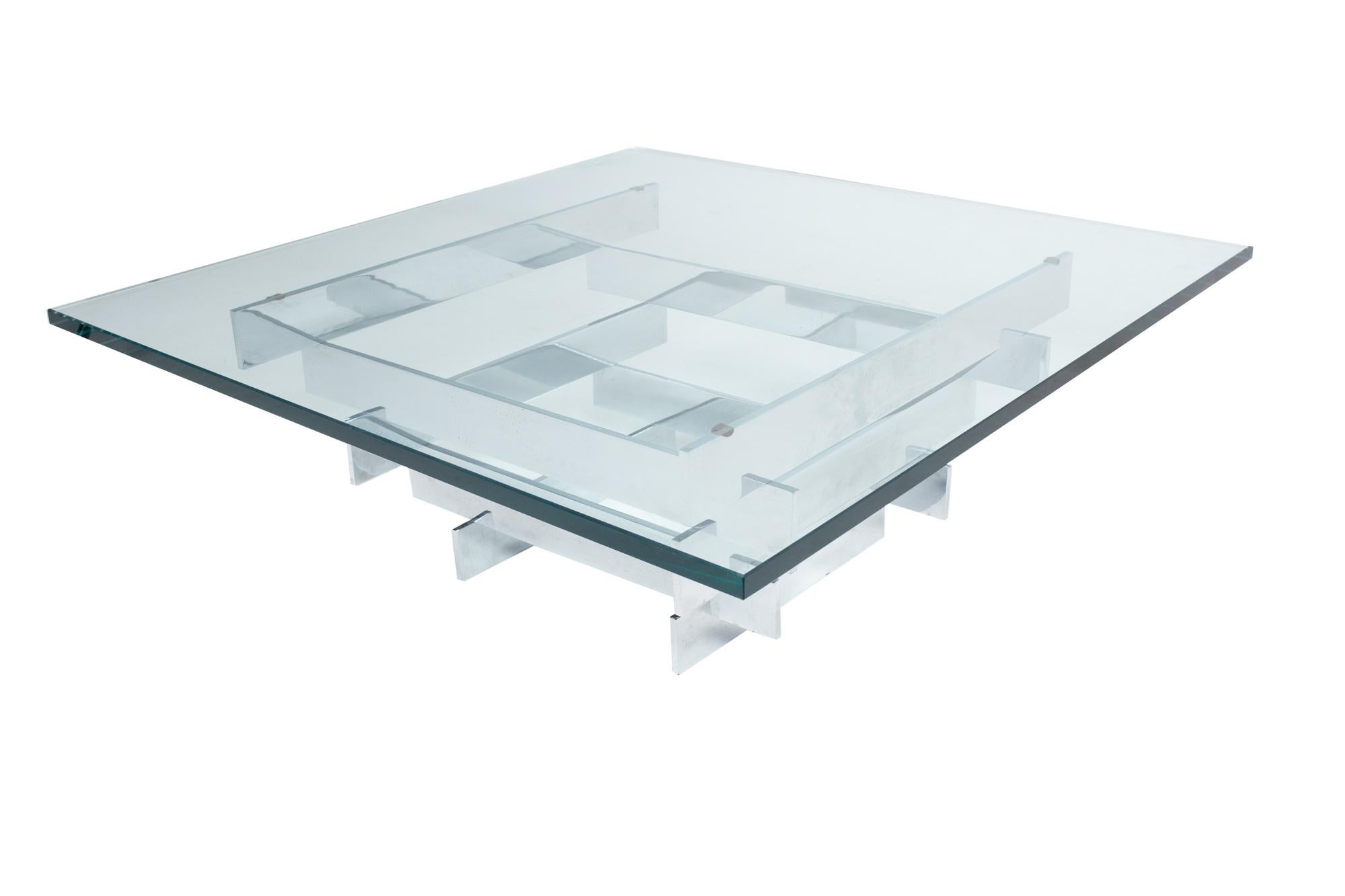 Mid-Century Modern Paul Mayen for Habitat Midcentury Chrome and Glass Coffee Table For Sale