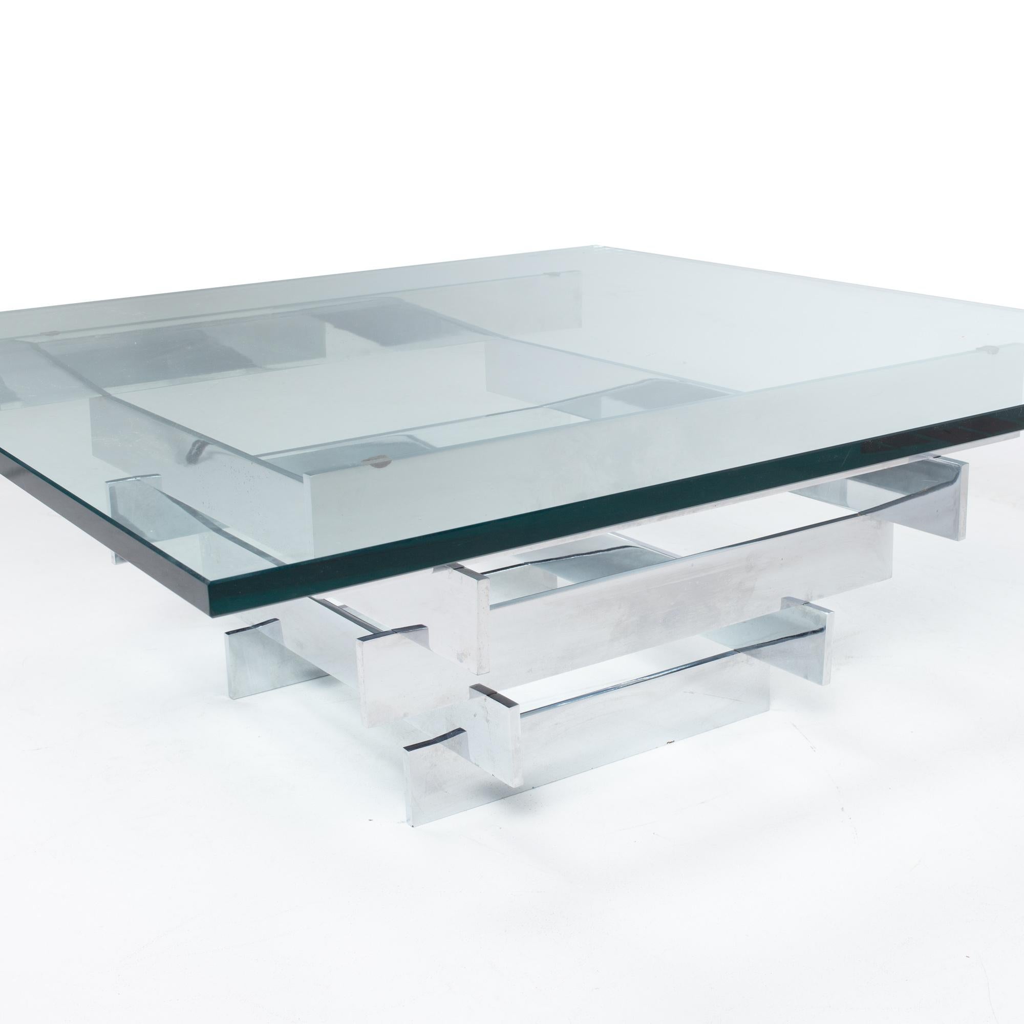 American Paul Mayen for Habitat Midcentury Chrome and Glass Coffee Table For Sale