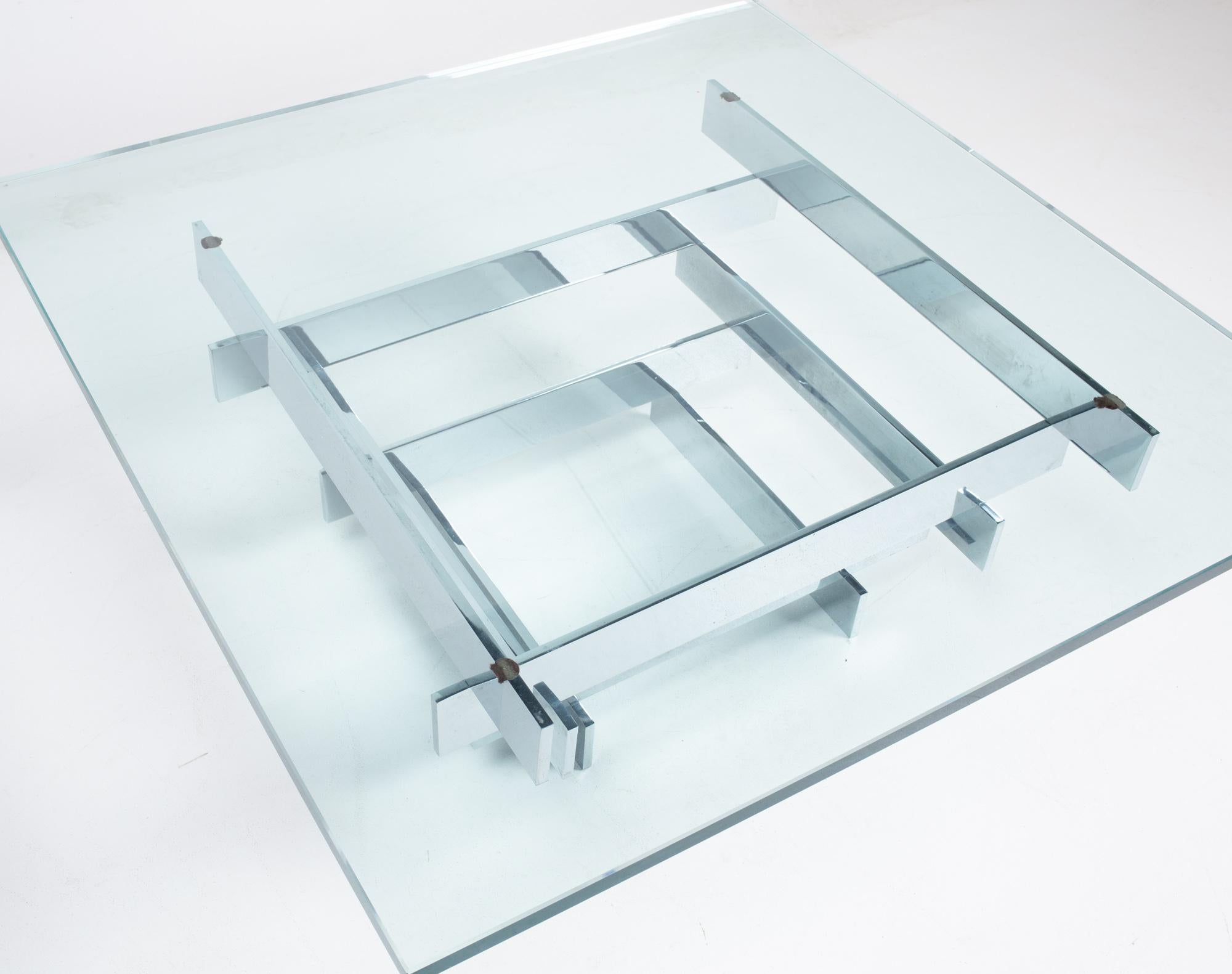 Late 20th Century Paul Mayen for Habitat Midcentury Chrome and Glass Coffee Table For Sale
