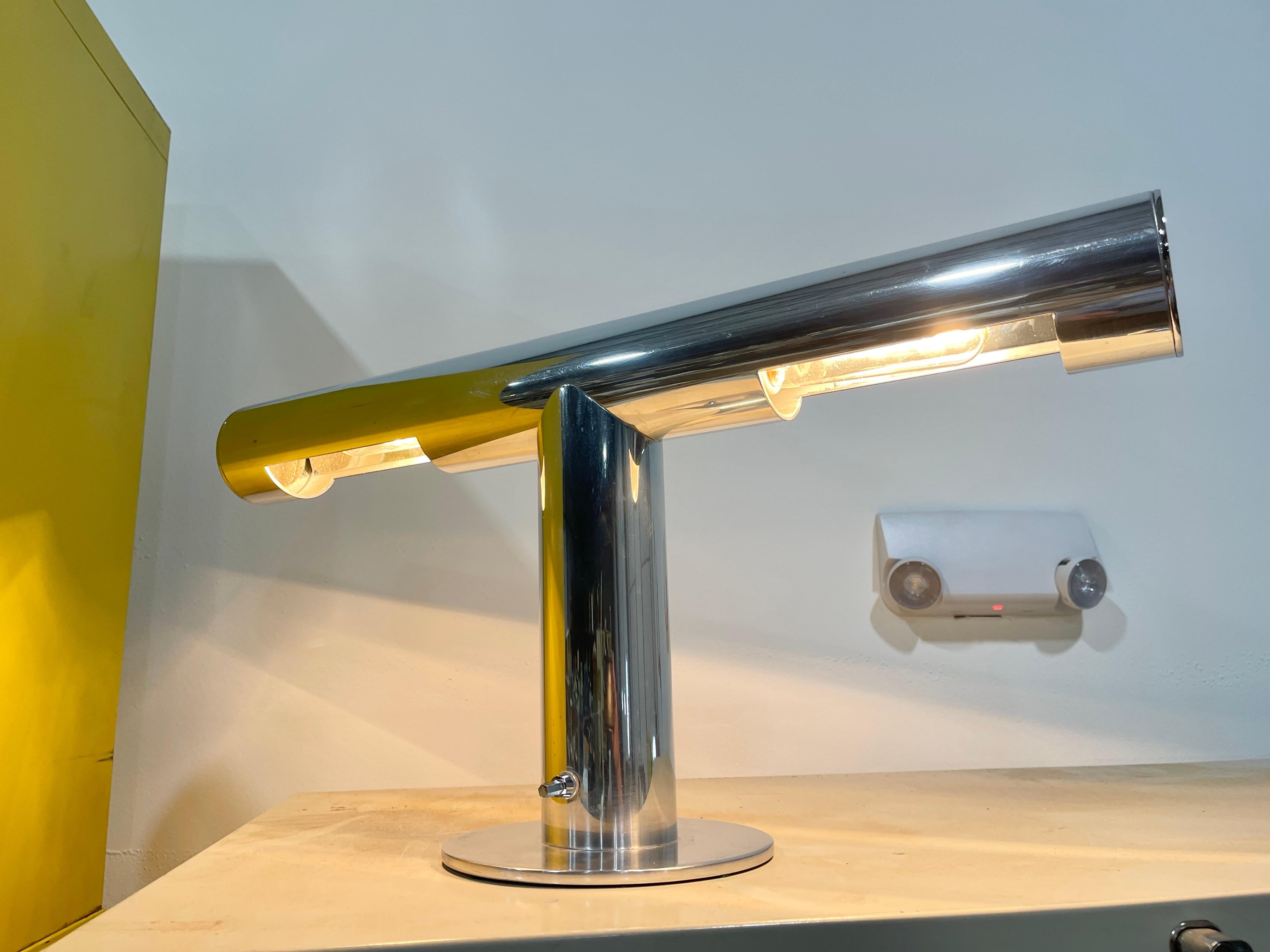 Space Age Paul Mayen for Habitat Polished Aluminum T-Shaped Desk Lamp For Sale