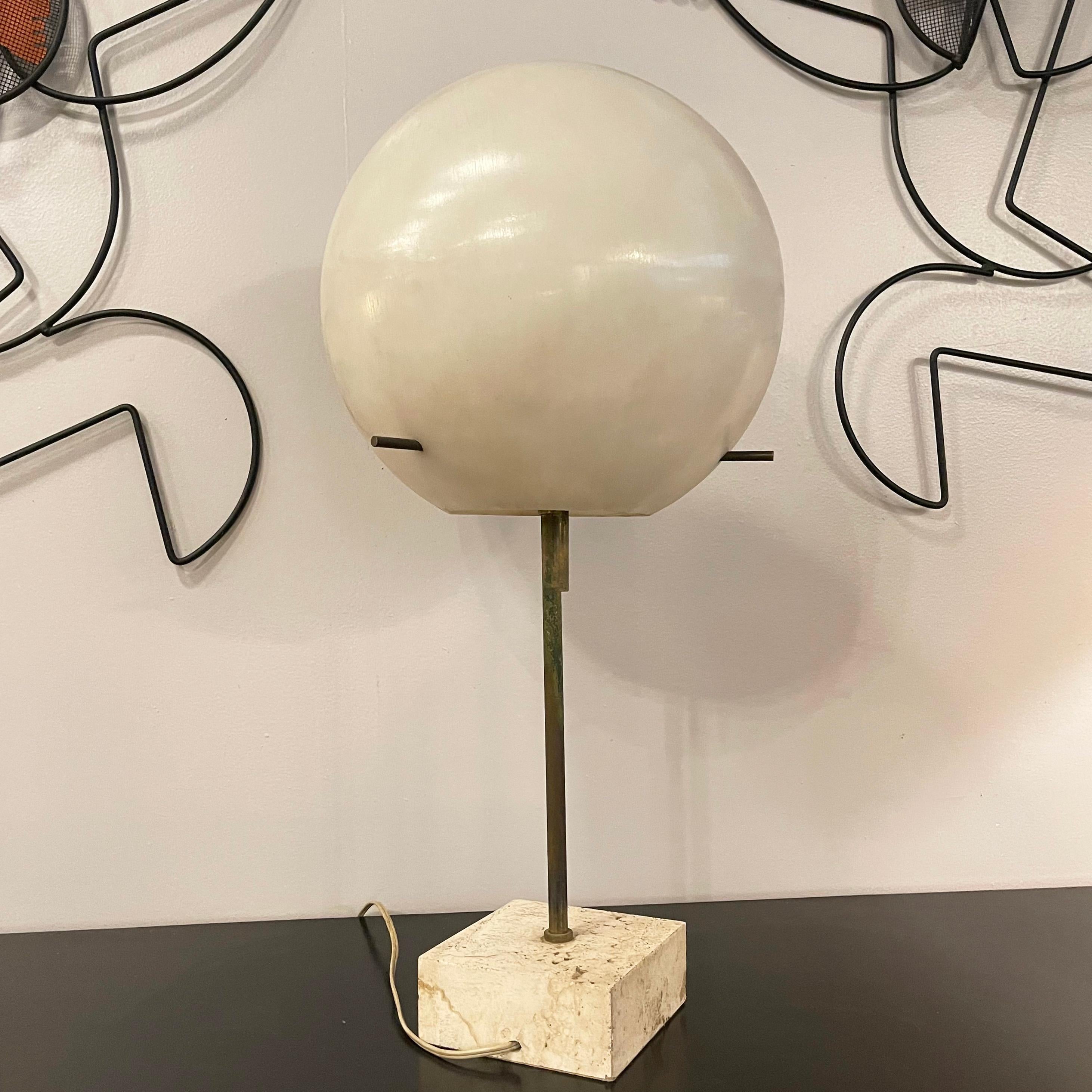 Brass Paul Mayen for Habitat Travertine Lollipop Table Lamp For Sale
