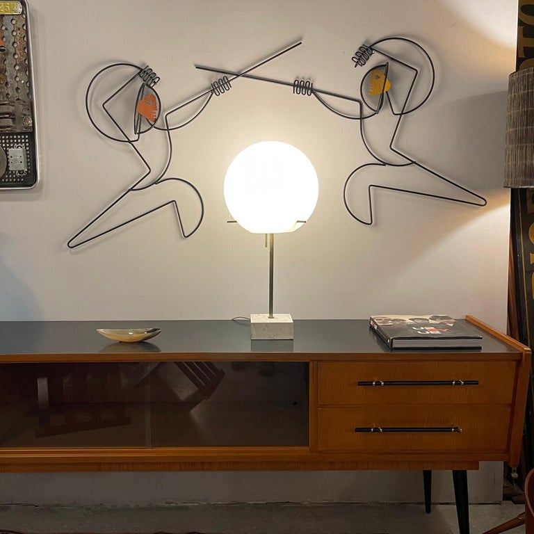 Paul Mayen for Habitat Travertine Lollipop Table Lamp In Good Condition For Sale In Brooklyn, NY