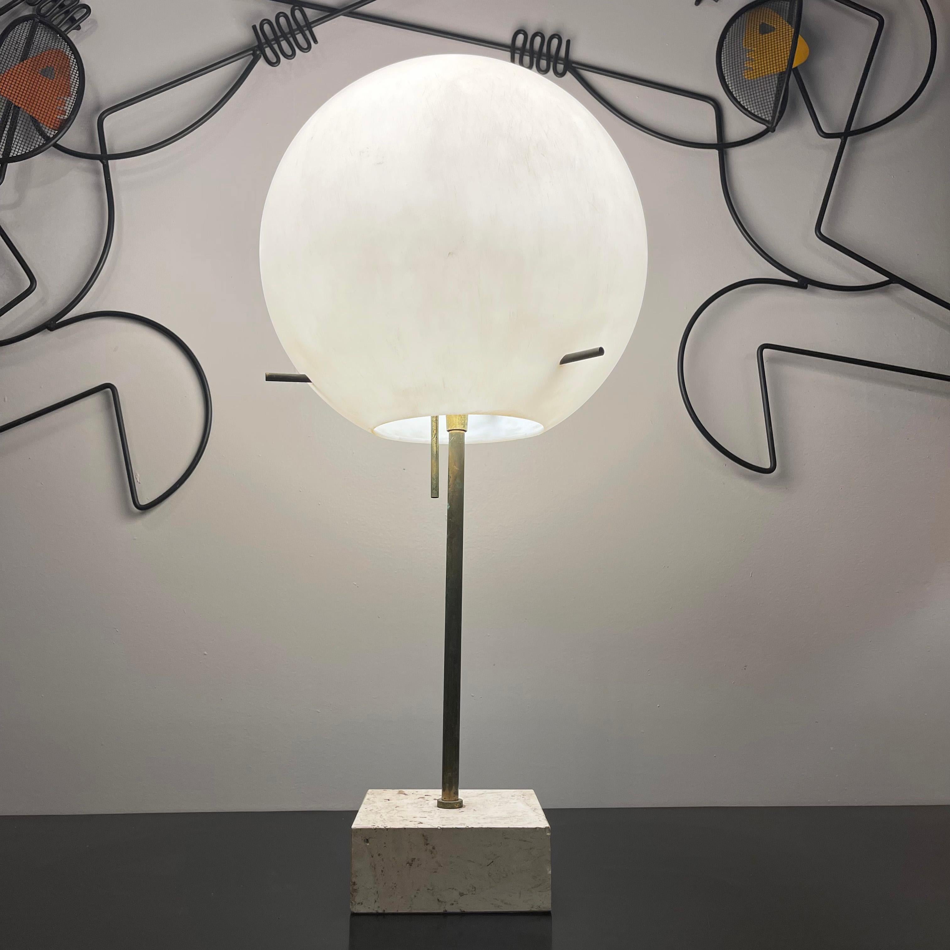 Mid-Century Modern Paul Mayen for Habitat Travertine Lollipop Table Lamp For Sale