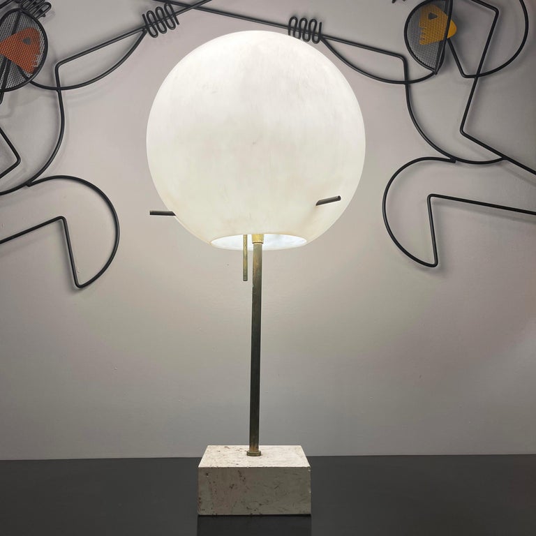 20th Century Paul Mayen for Habitat Travertine Lollipop Table Lamp For Sale
