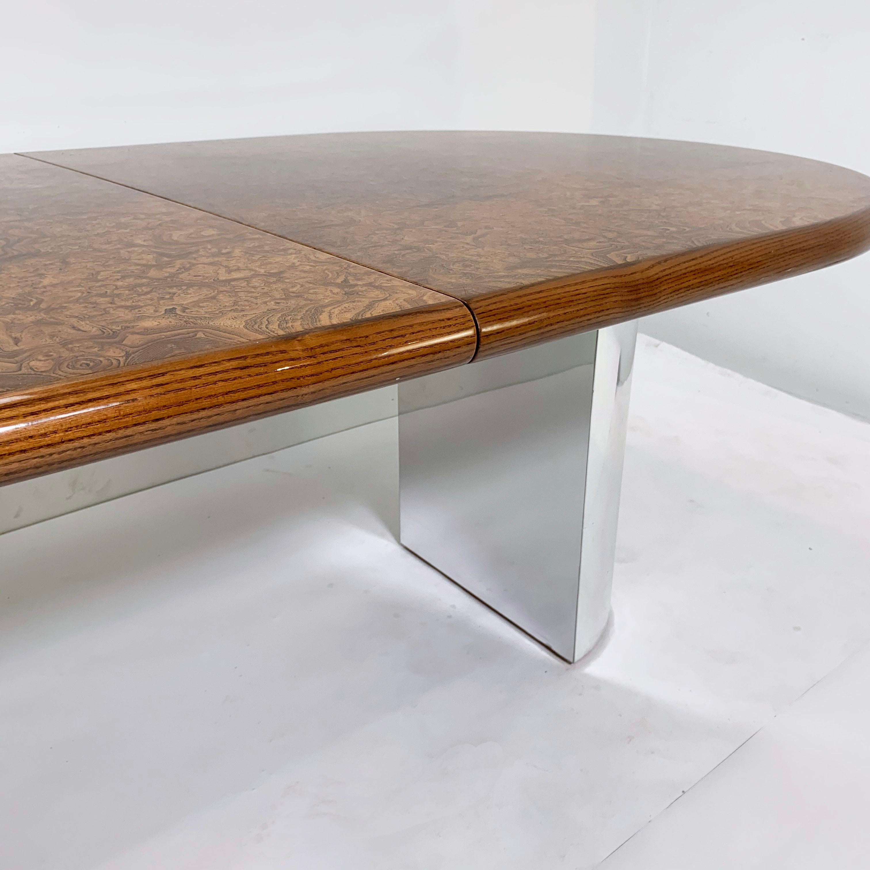 Paul Mayen for Intrex / Habitat Dining Table in Burl Wood and Chrome circa 1980s 2