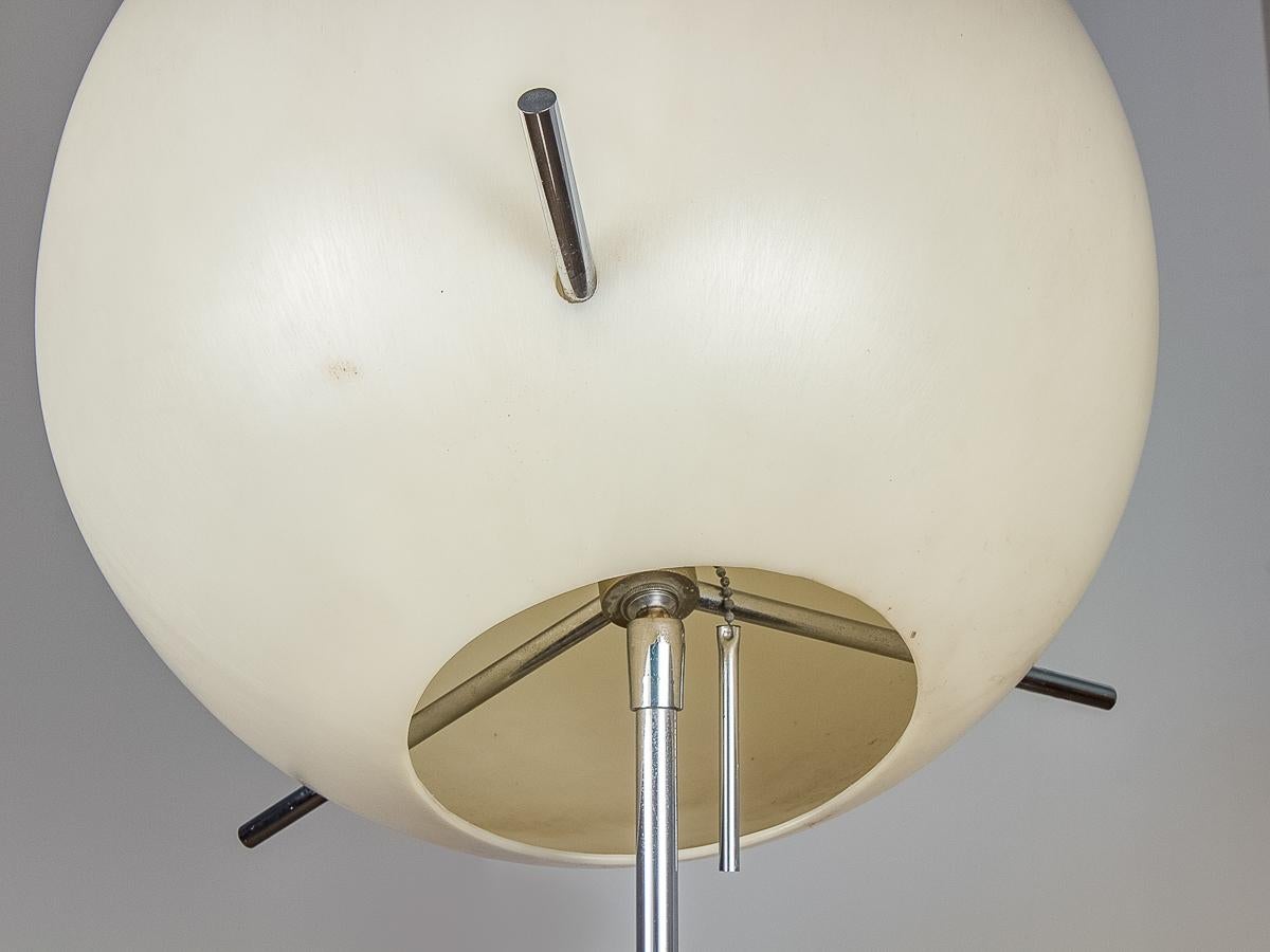 Mid-Century Modern Paul Mayen Globe Chrome Floor Lamp with Travertine Base for Habitat