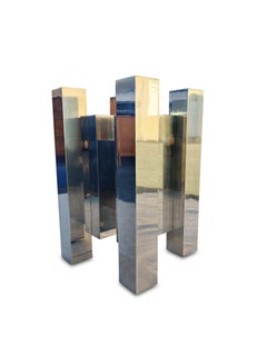 Paul Mayen Habitat International Polished Aluminum & Glass 'Skyscraper' Table
