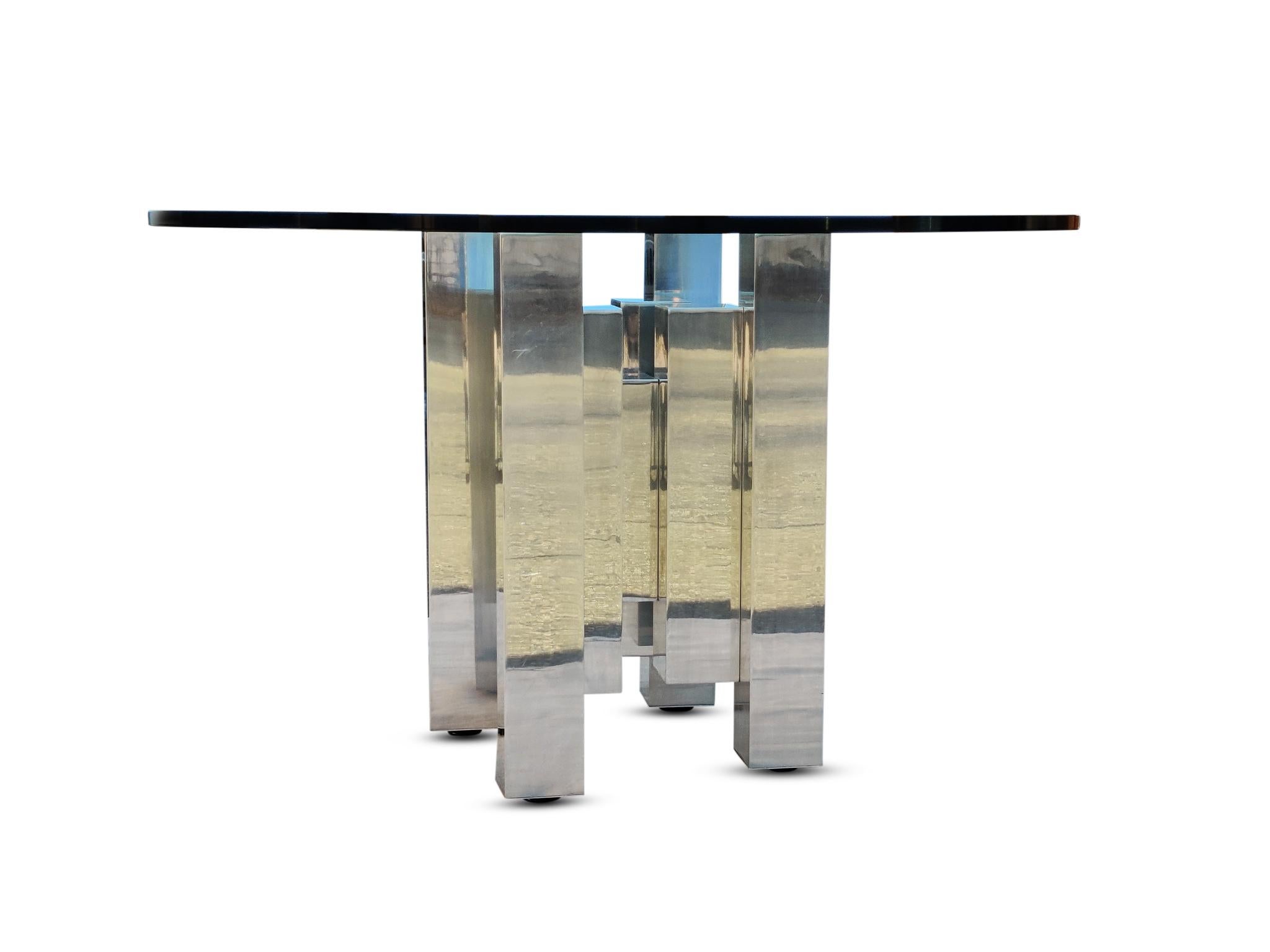 Paul Mayen Habitat International Polished Aluminum & Glass 'Skyscraper' Table In Good Condition For Sale In Philadelphia, PA