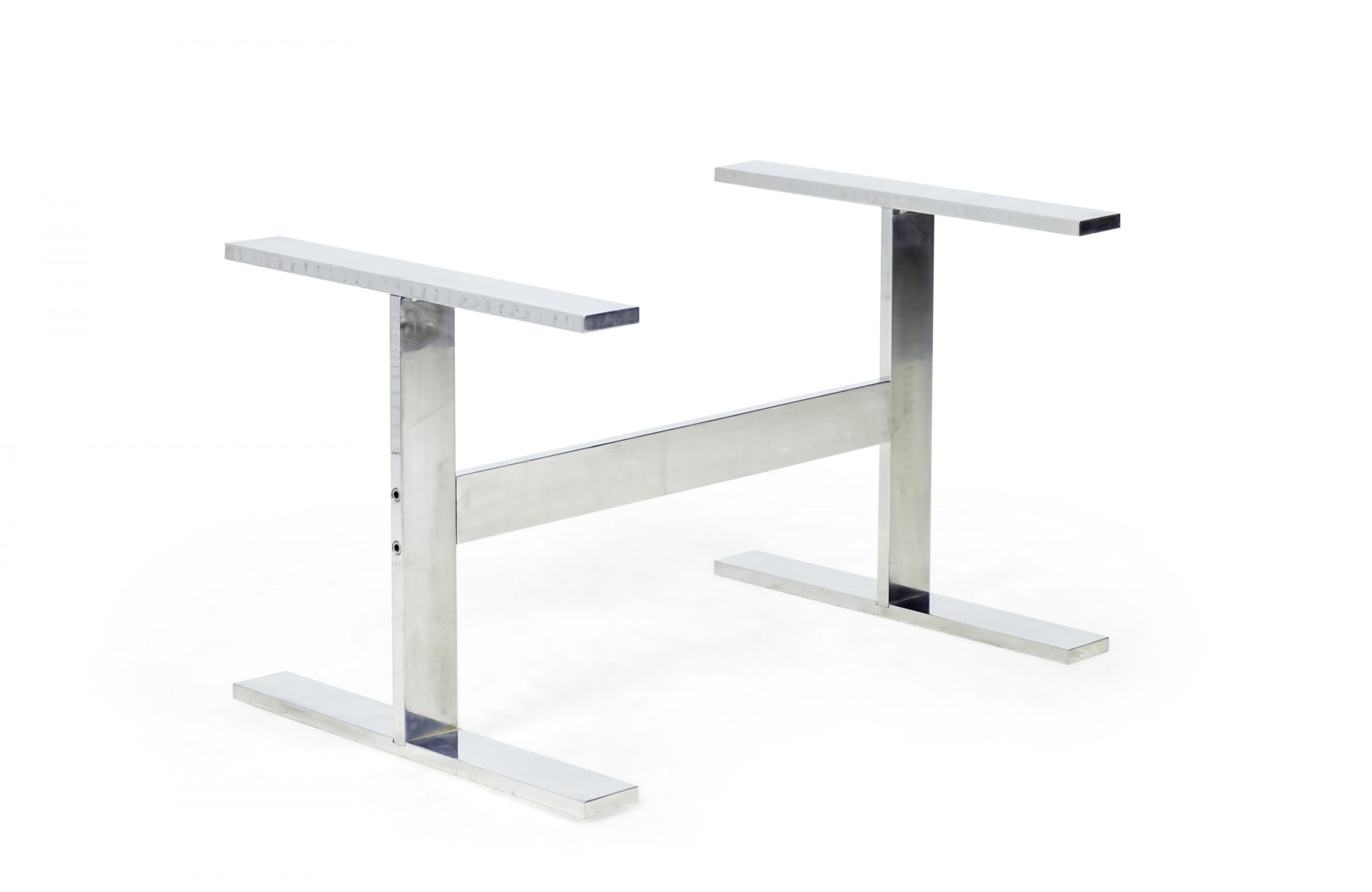 Chrome Paul Mayen, bureau / table de salle à manger du milieu du siècle en aluminium avec cadre en I en vente