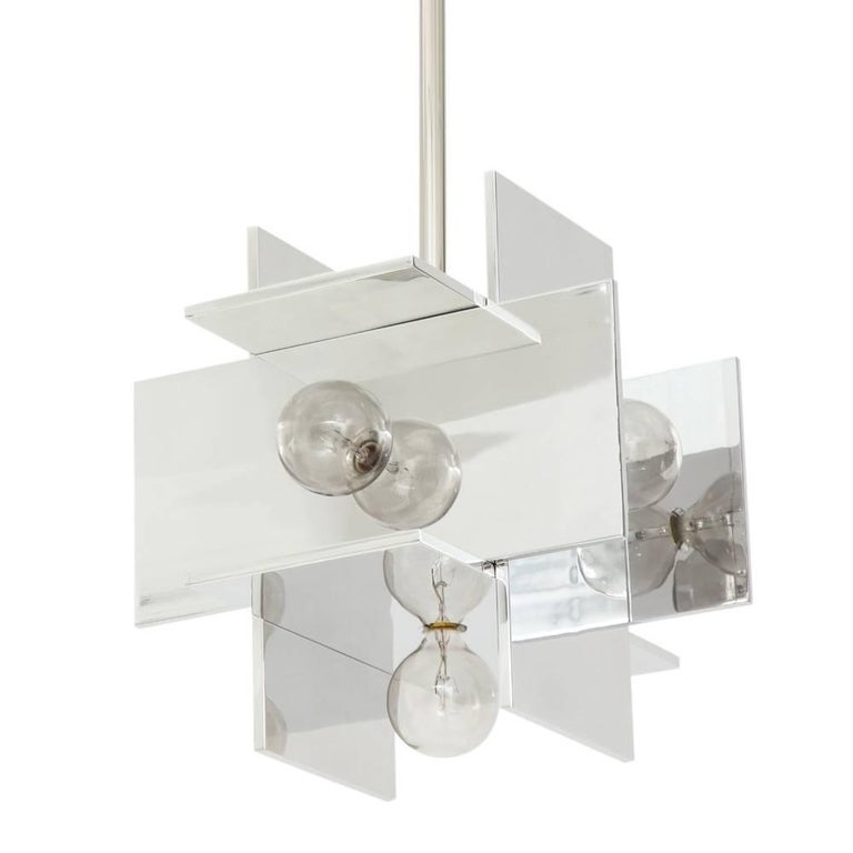 Paul Mayen Multi-Reflector Pendant Lamp, Polished Aluminum In Good Condition For Sale In New York, NY