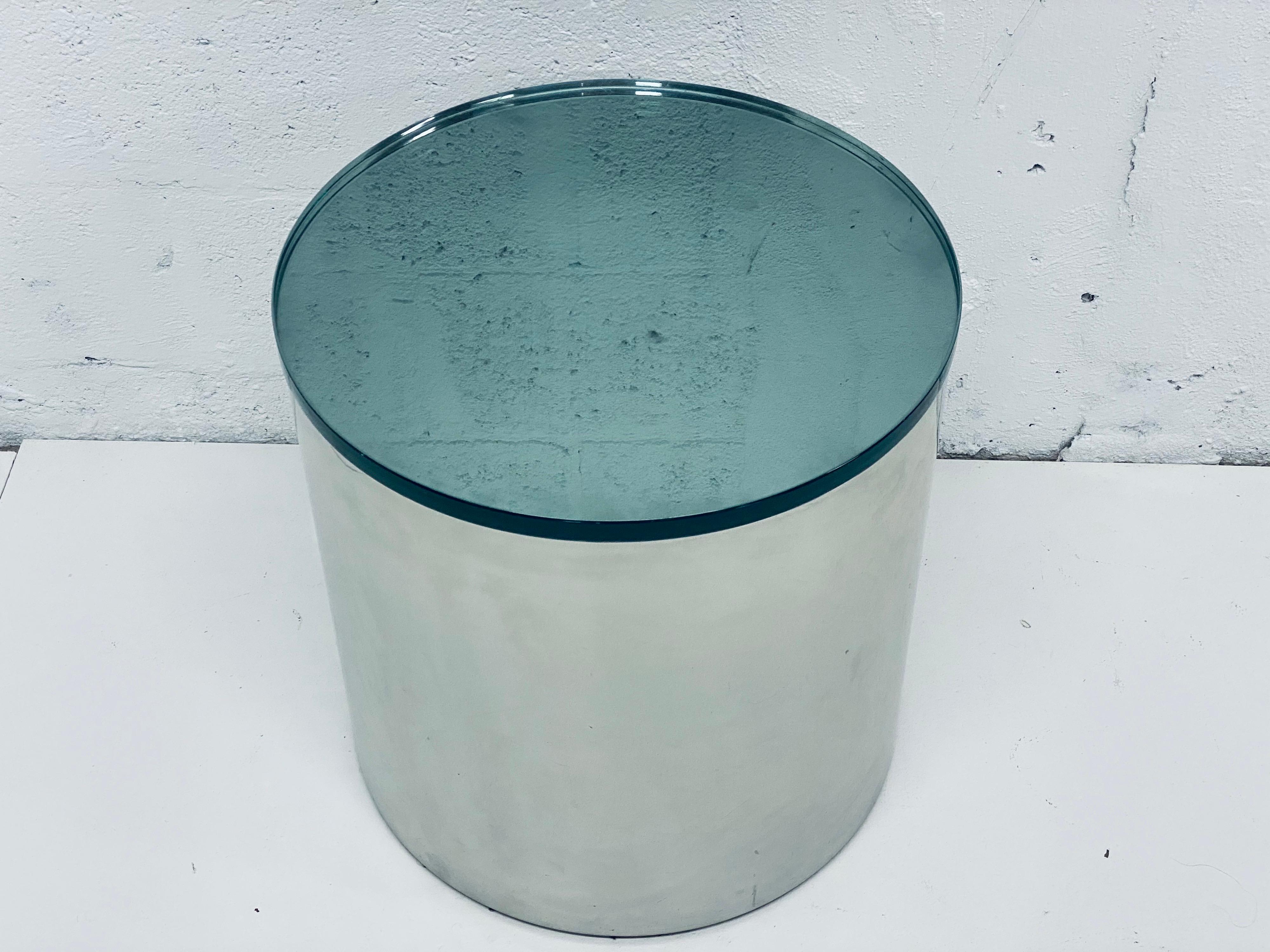Paul Mayen Polished Steel and Glass Side Table for Habitat, 1970s For Sale 6