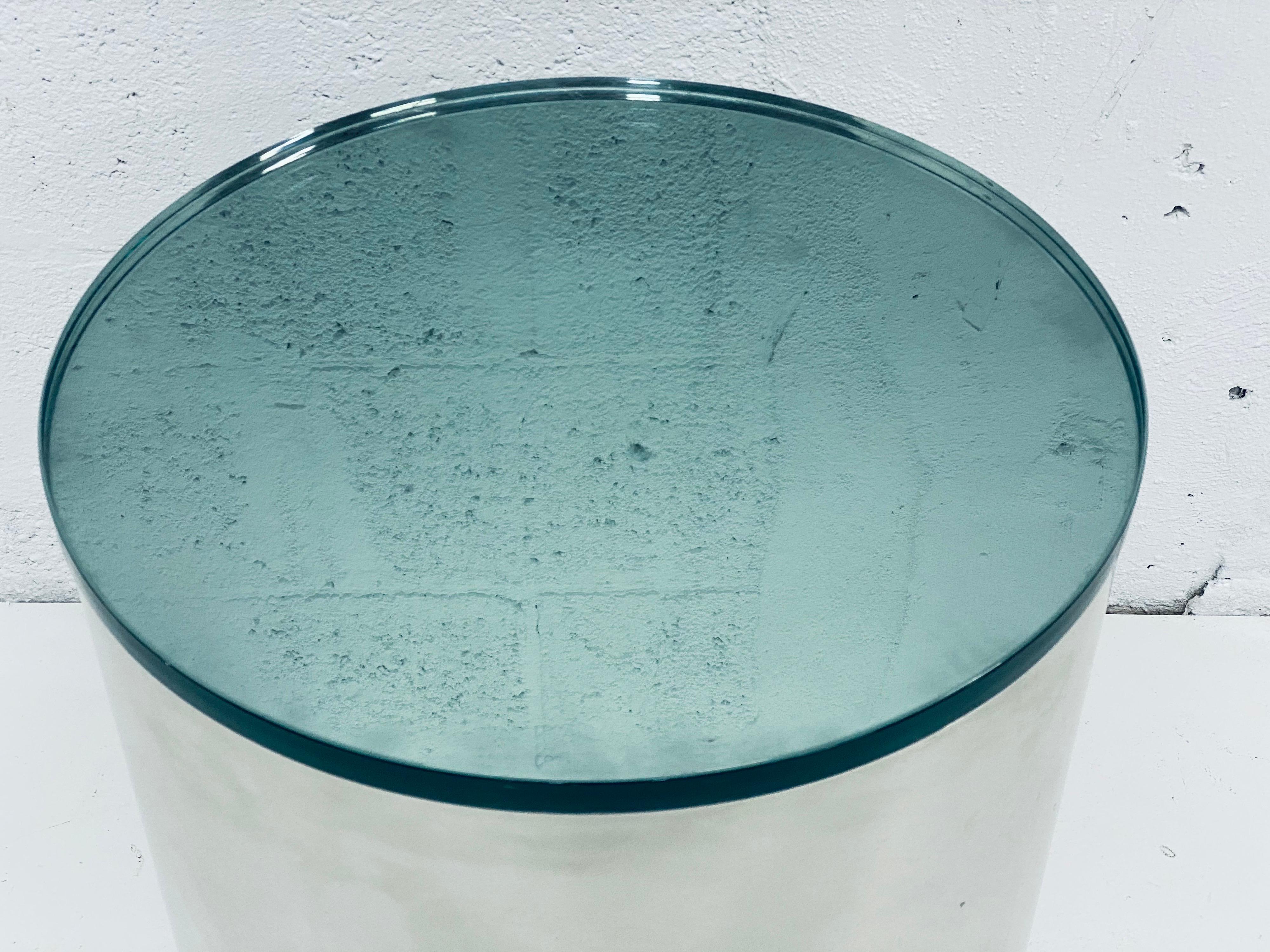 Paul Mayen Polished Steel and Glass Side Table for Habitat, 1970s For Sale 7