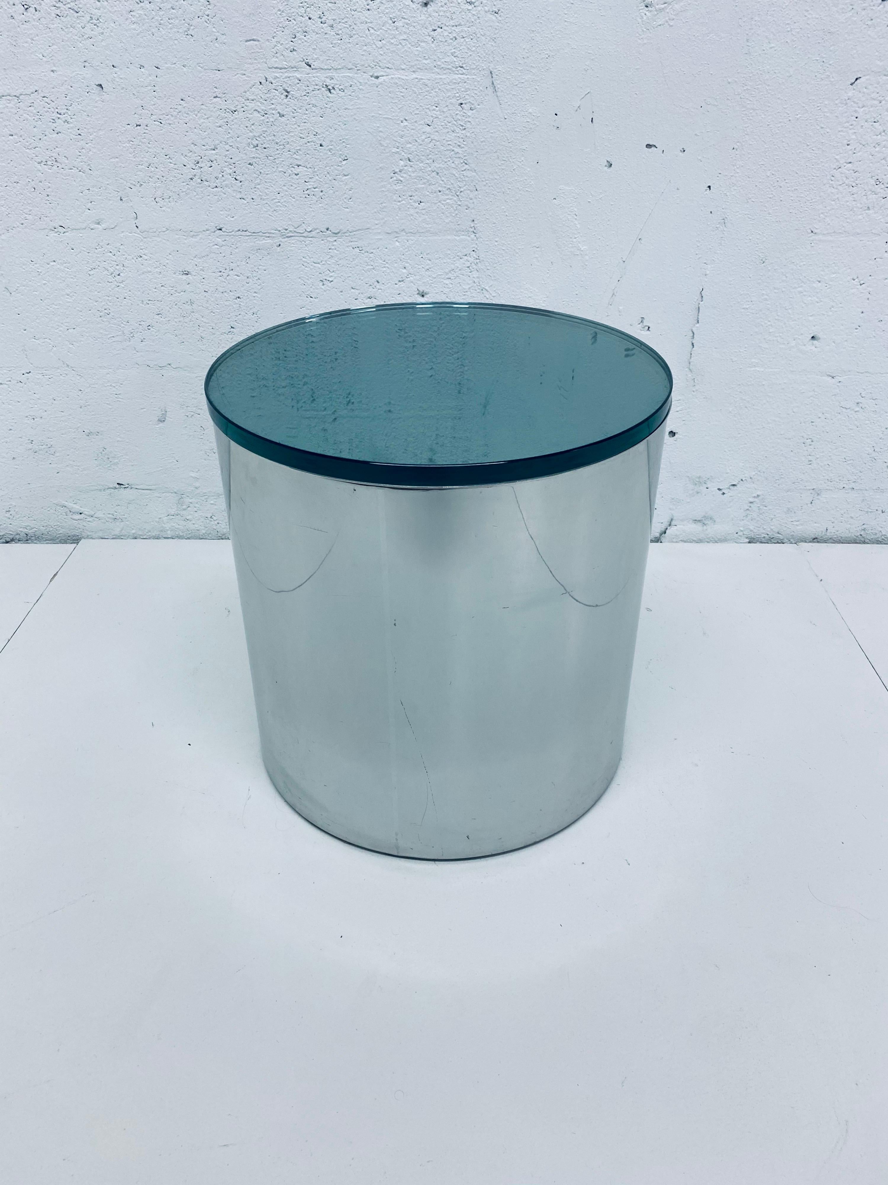 Paul Mayen Polished Steel and Glass Side Table for Habitat, 1970s 10