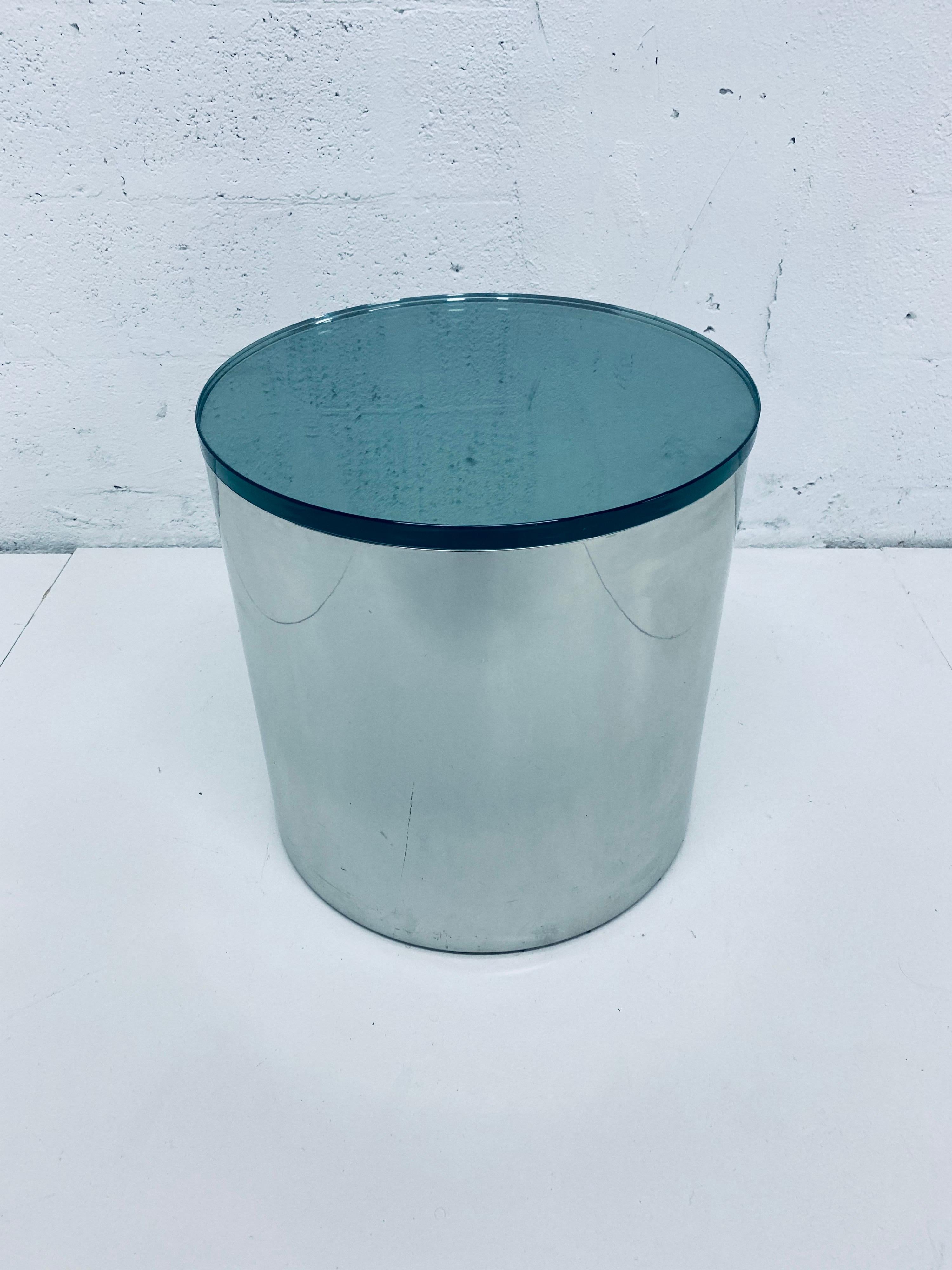 Paul Mayen Polished Steel and Glass Side Table for Habitat, 1970s 11