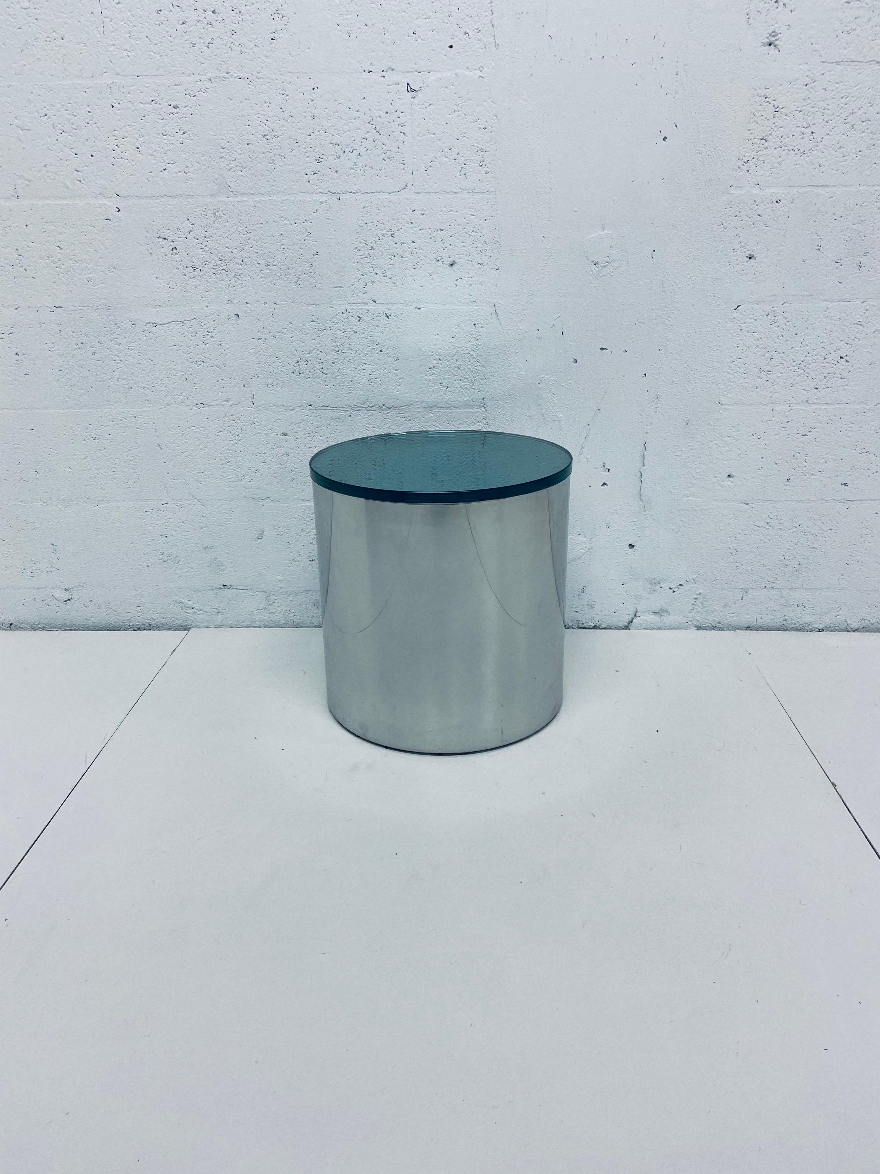 Late 20th Century Paul Mayen Polished Steel and Glass Side Table for Habitat, 1970s