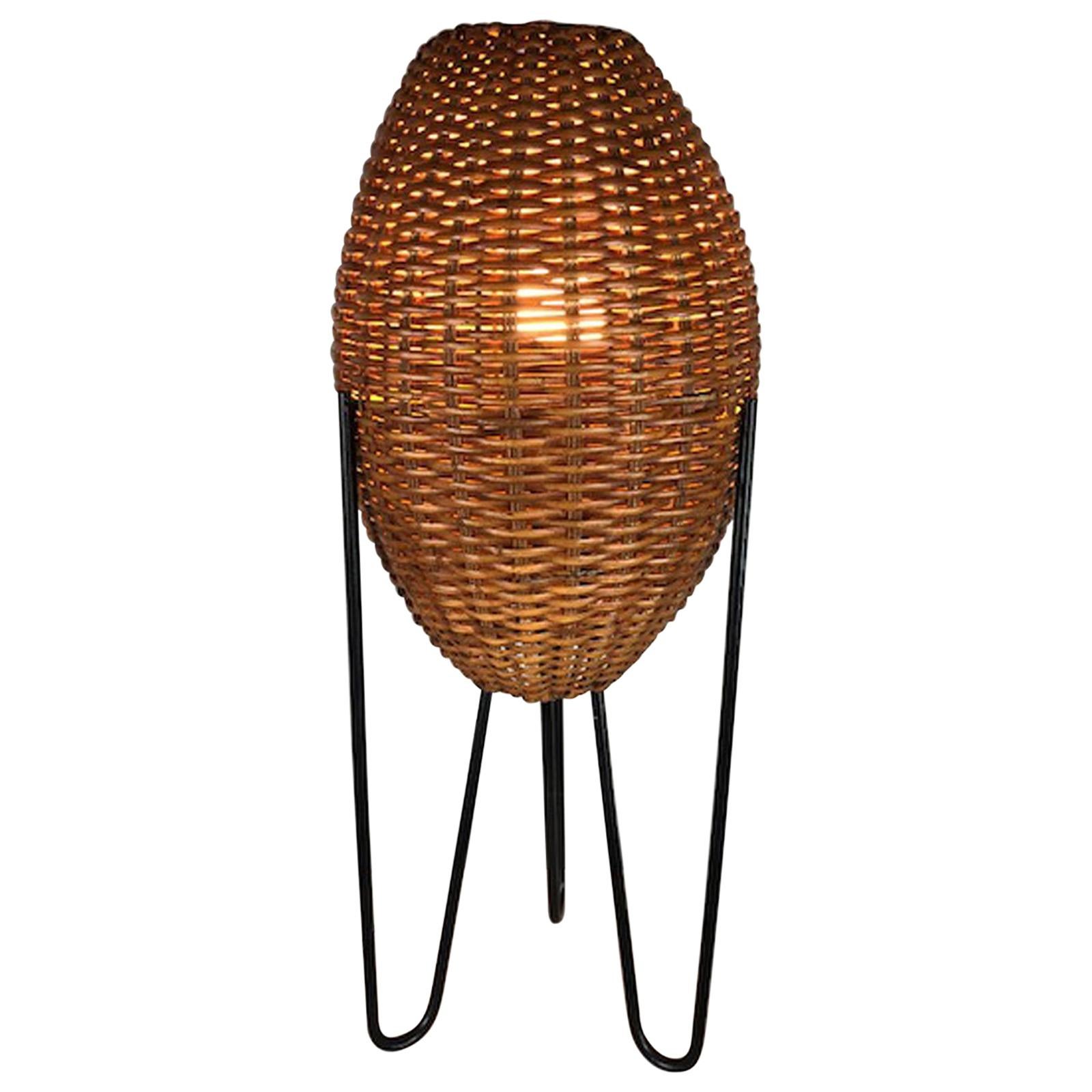 Paul Mayen Rattan Table Lamp For Sale